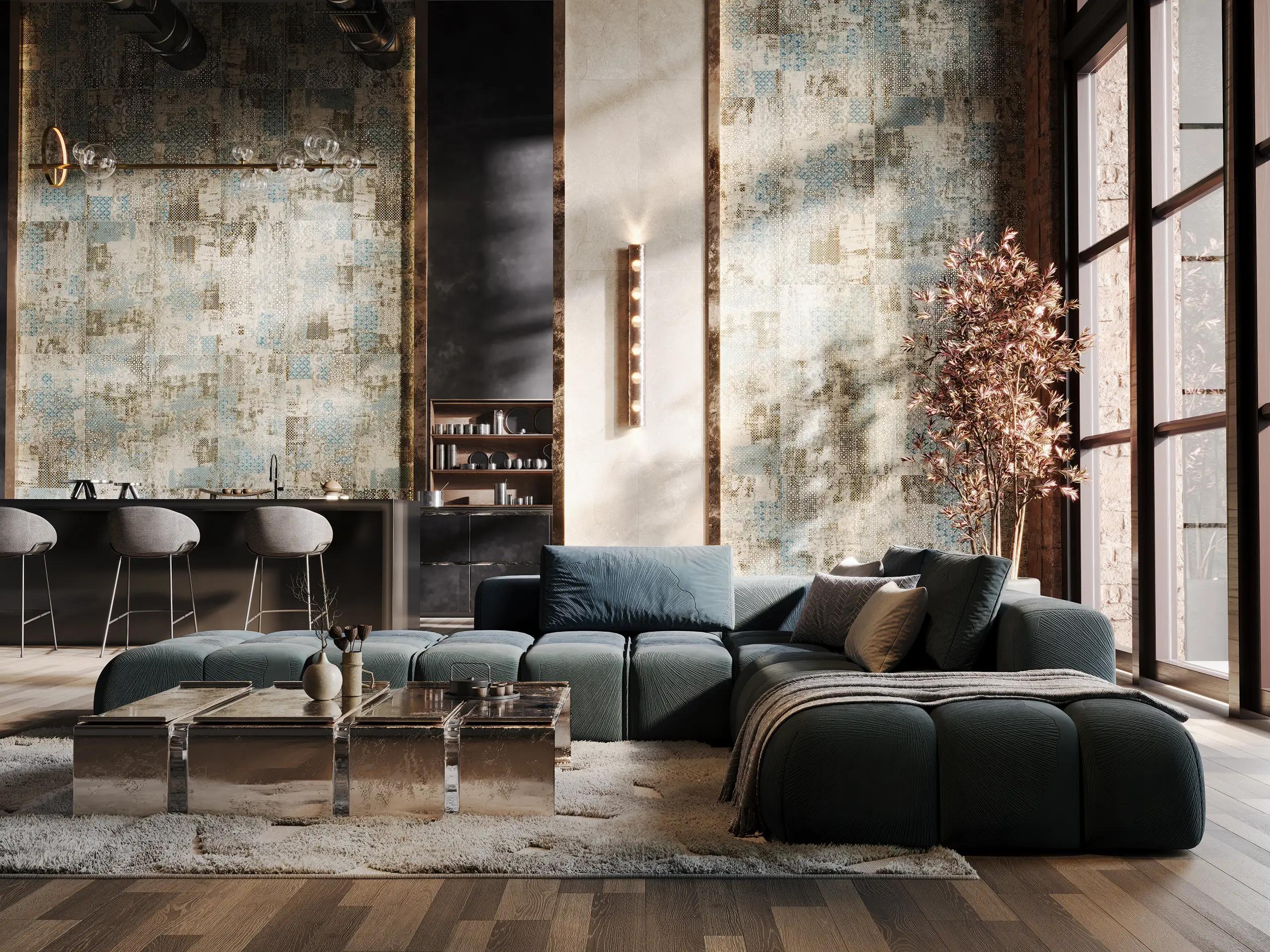 Керамогранит Estima EXD401 Exotica Design Vintage Inserto EXD401/NS_R9/60x120x9R/GW голубой 60x120