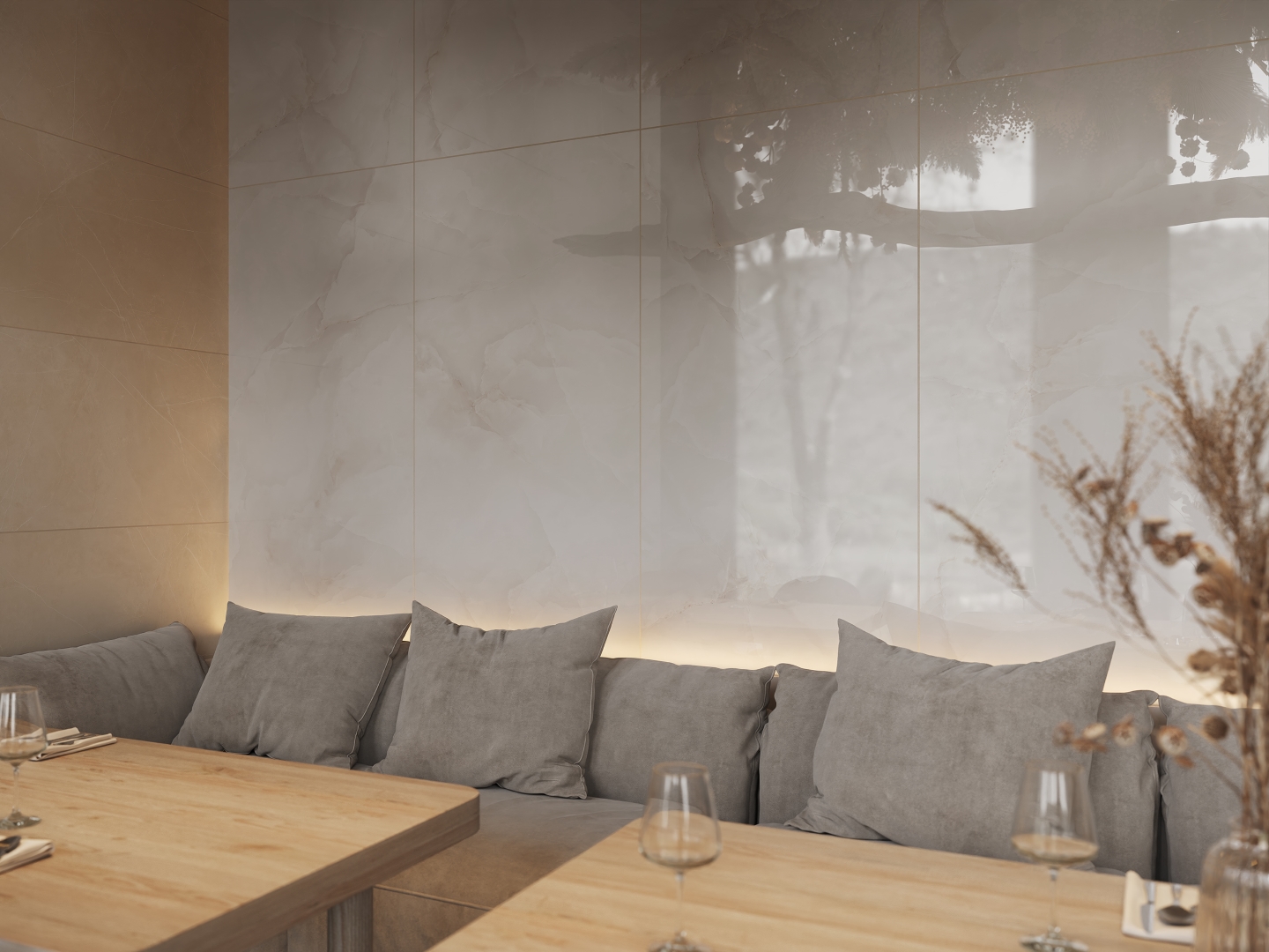 Керамогранит Onlygres MOGXL4001 Marble Brown MOGXL4001/PS_NC/80x160x9R/GW бежевый 80x160