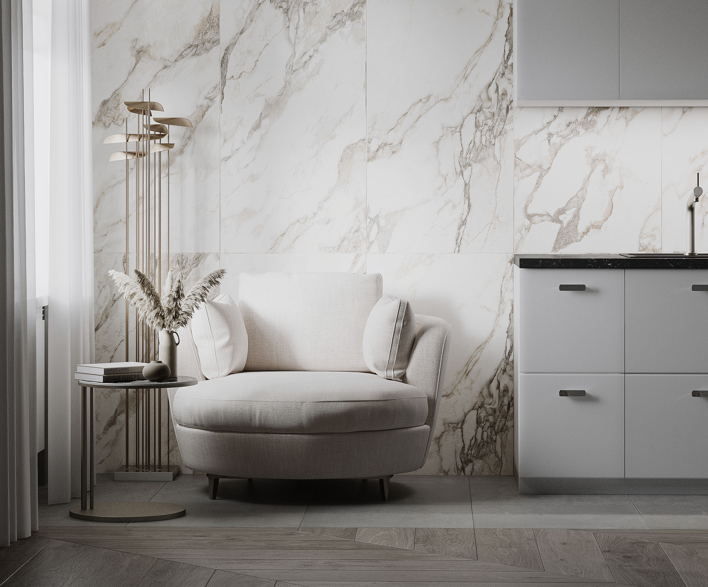 Керамогранит Laparet Calacatta Carve 60x60 глянцевый