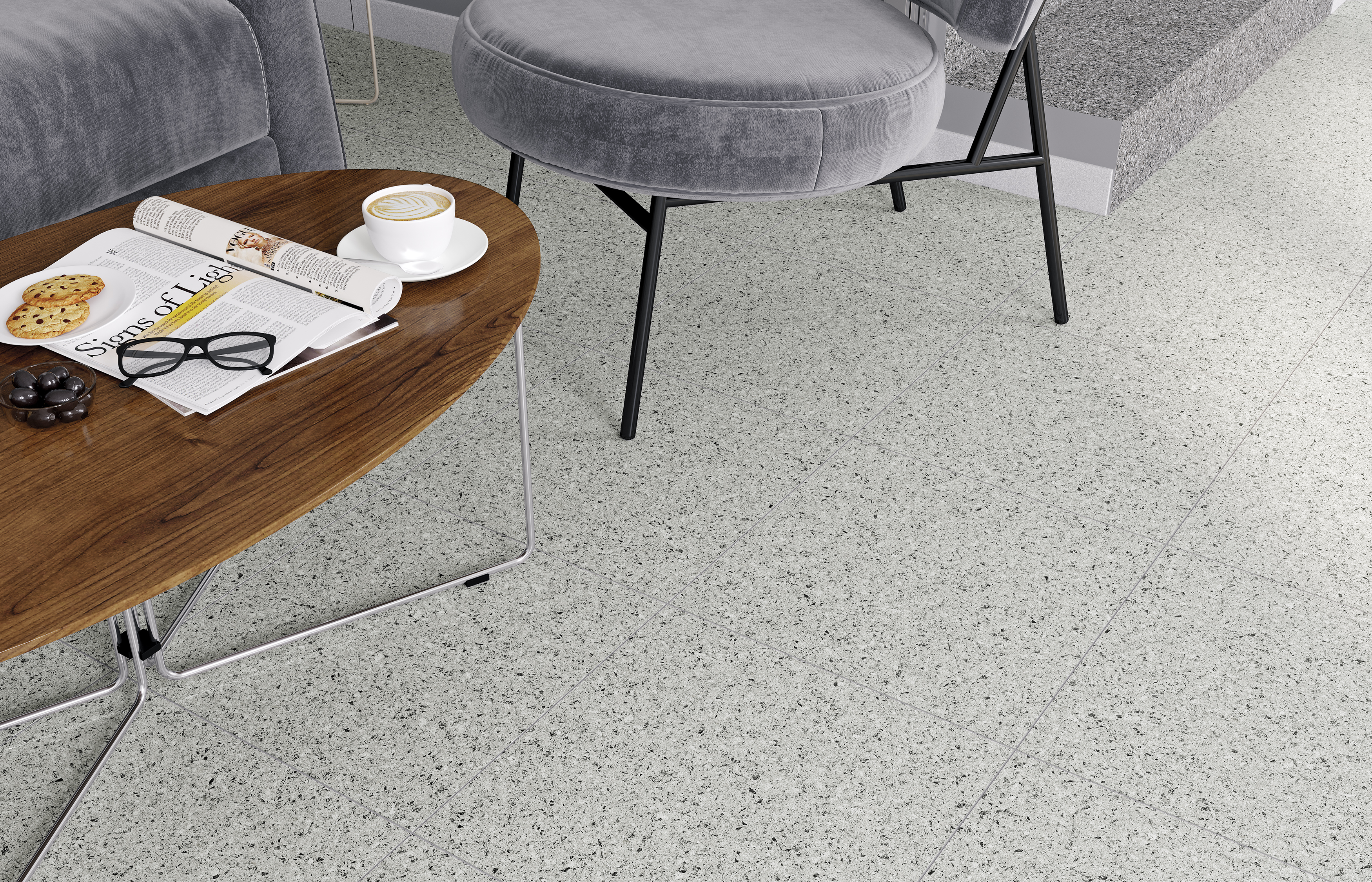 Плинтус Grasaro Asfalto White 7.6x40 G-195/S/p01/76x400x8