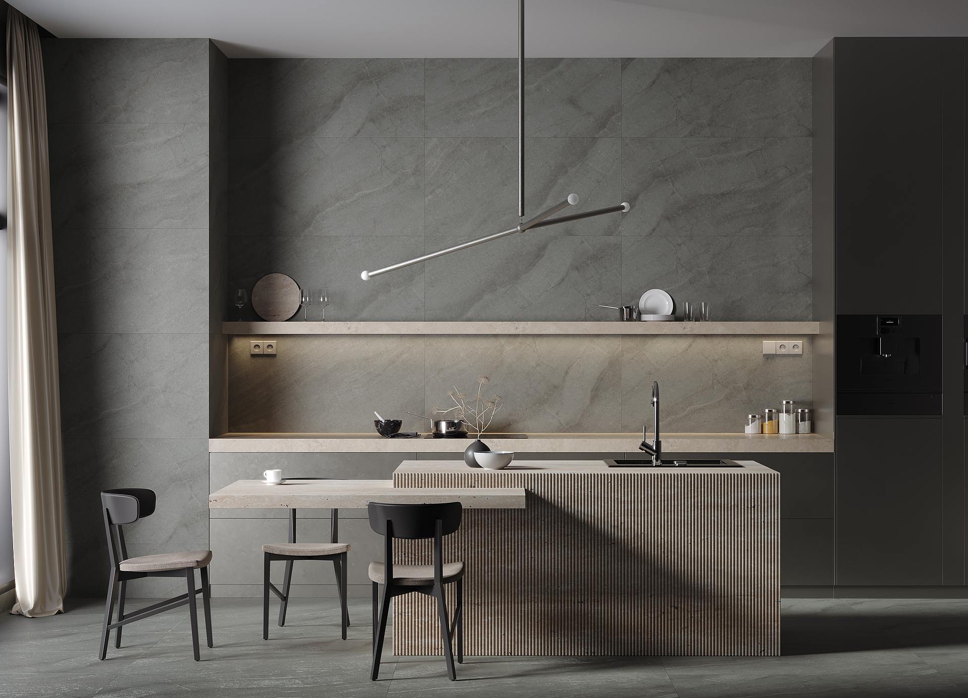 Плинтус Керранова Bereg Grey Beige K-2403/MR/p01/76x600x9 серый