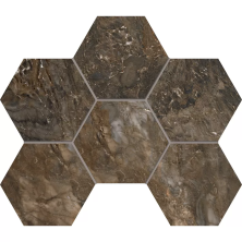 Мозаика Estima BR04 Bernini Hexagon Dark Brown 25x28.5 коричневый неполированный
