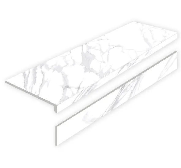 Ступень Старо Statuario Calipso с подступенником 32x120 белый