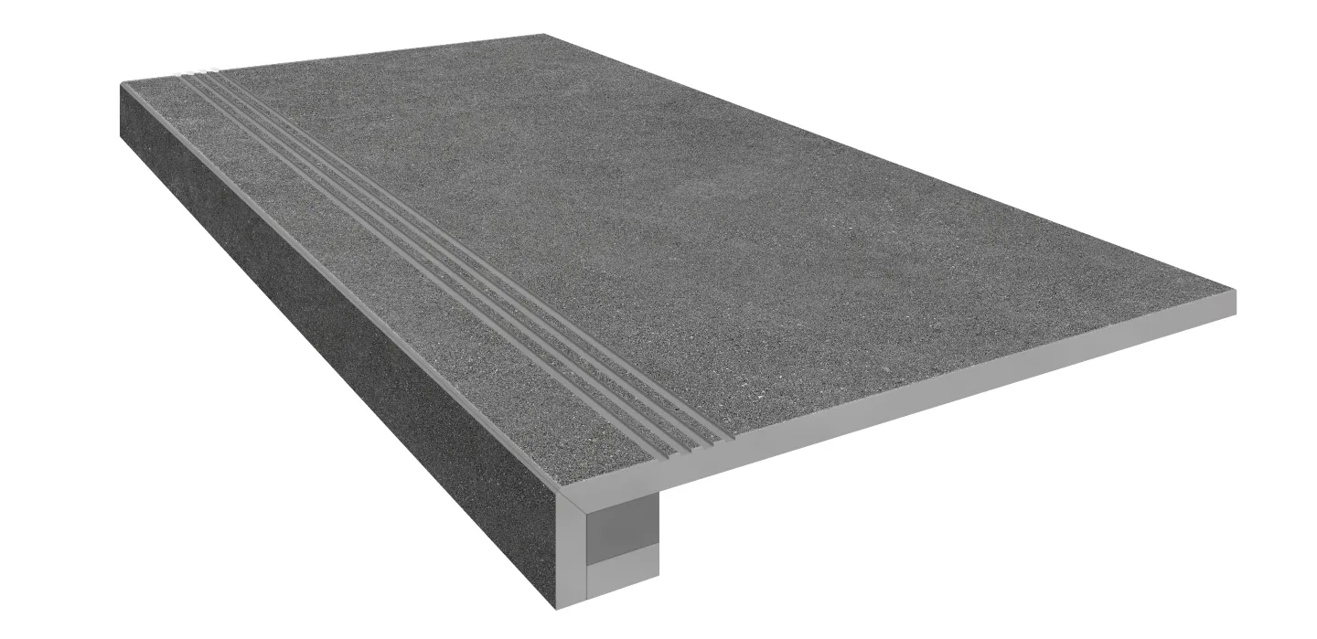 Комплект Estima LN03 Luna Anthracite (Ступень 33x120 непол. прямоугол. бортик с насечками + Подступенок 14,5x120)