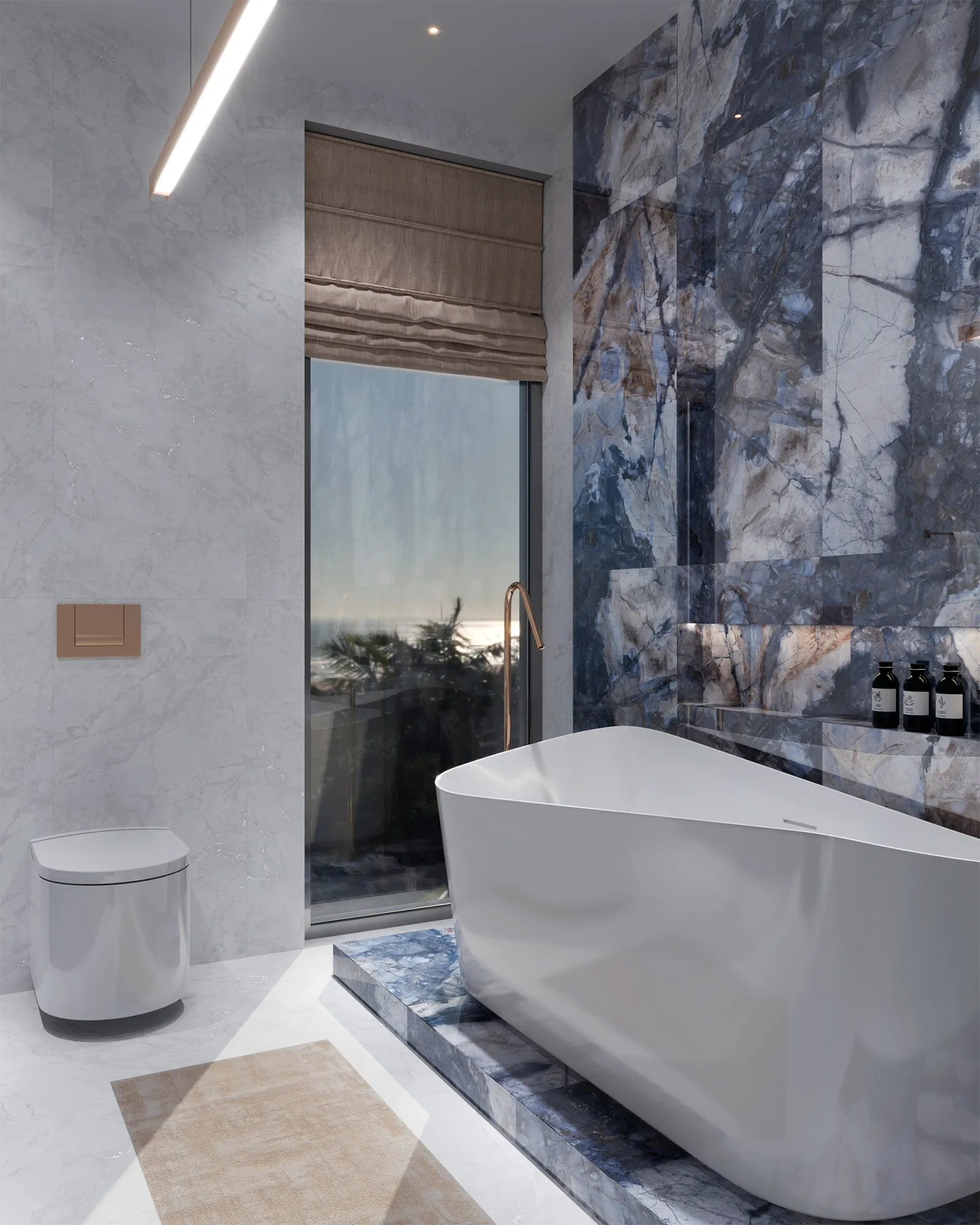 Керамогранит Аркадия Керамика HG2006-A Bergamo Blue High Gloss 60x120 синий