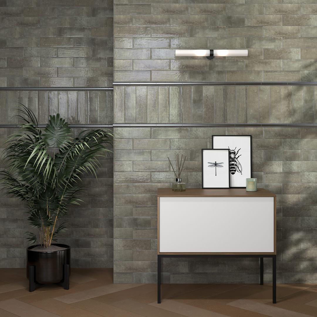 Керамическая плитка Kerama Marazzi 9037 Тракай серый светлый глянцевая 8,5x28,5