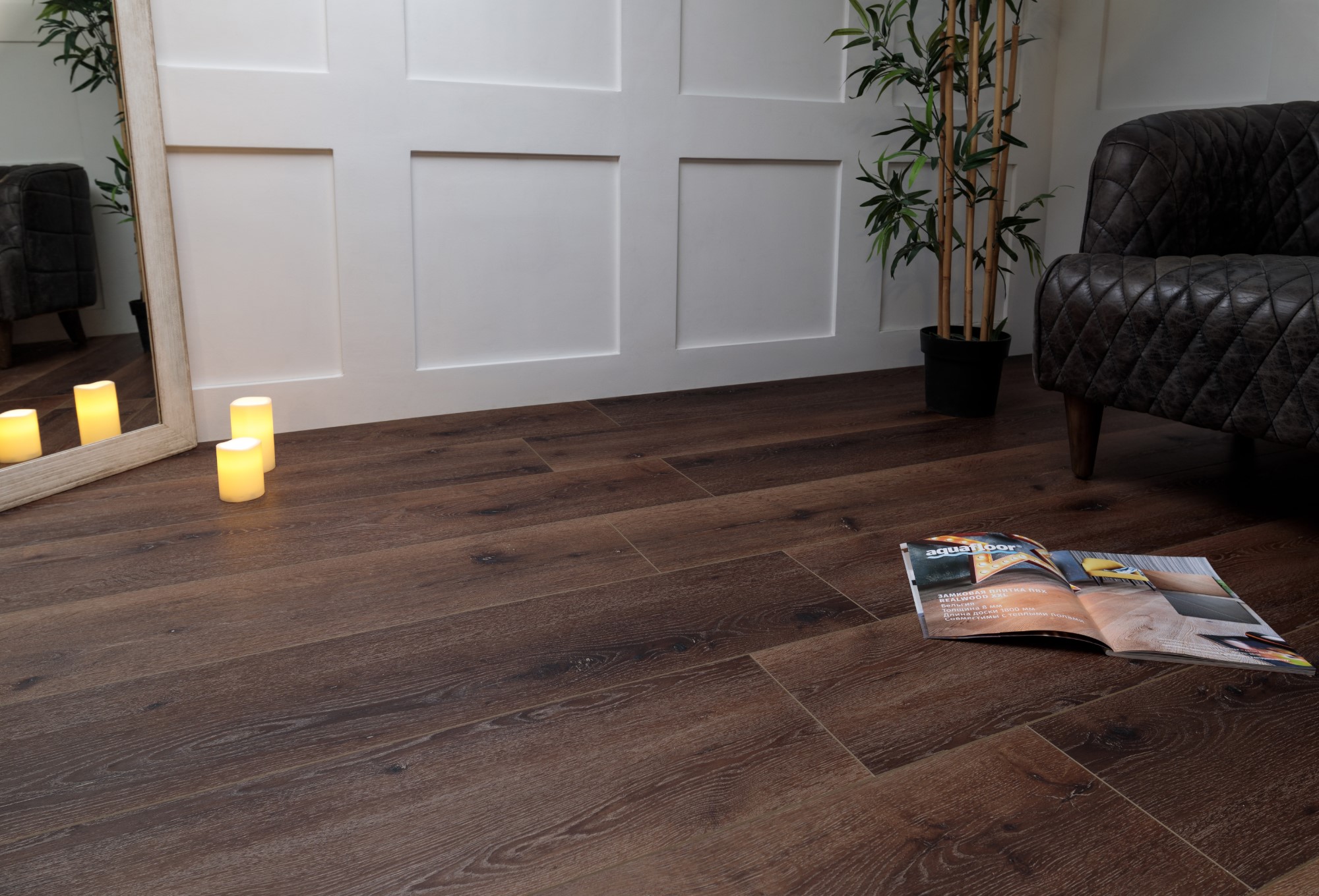 Кварцвиниловая плитка Aqua Floor Realwood XL Glue AF8002XL Glue 1524x228 Дуб Светлый замковый кварц винил напольный