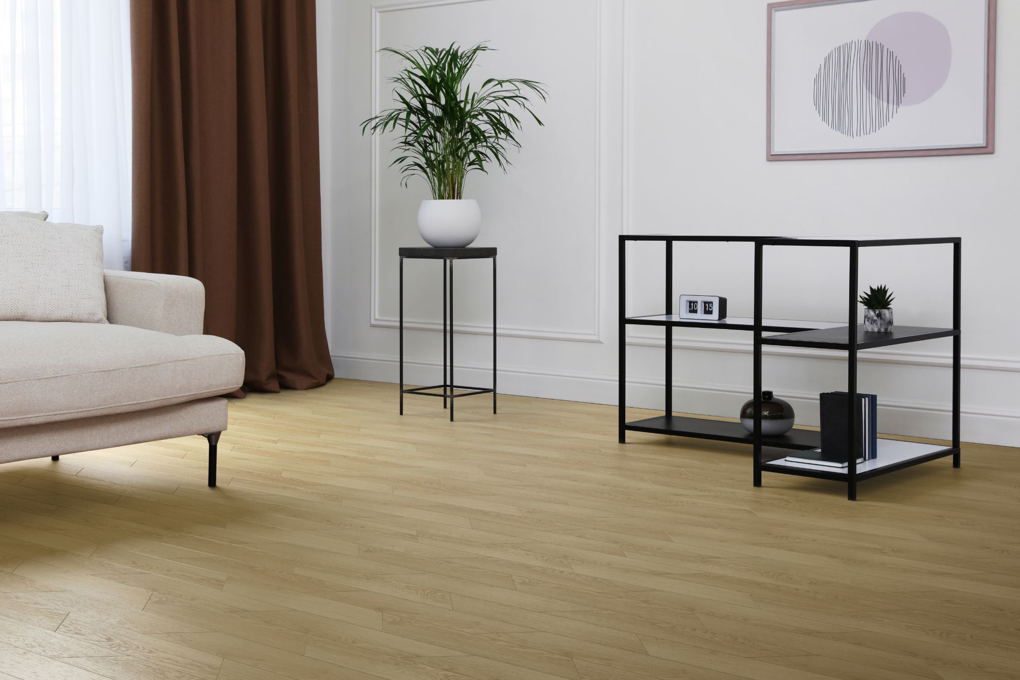 Кварцвиниловая плитка Aqua Floor Chevron Premium (Parquet) AF7020CVR 690x120 Дуб селект Темный замковый кварц винил напольный