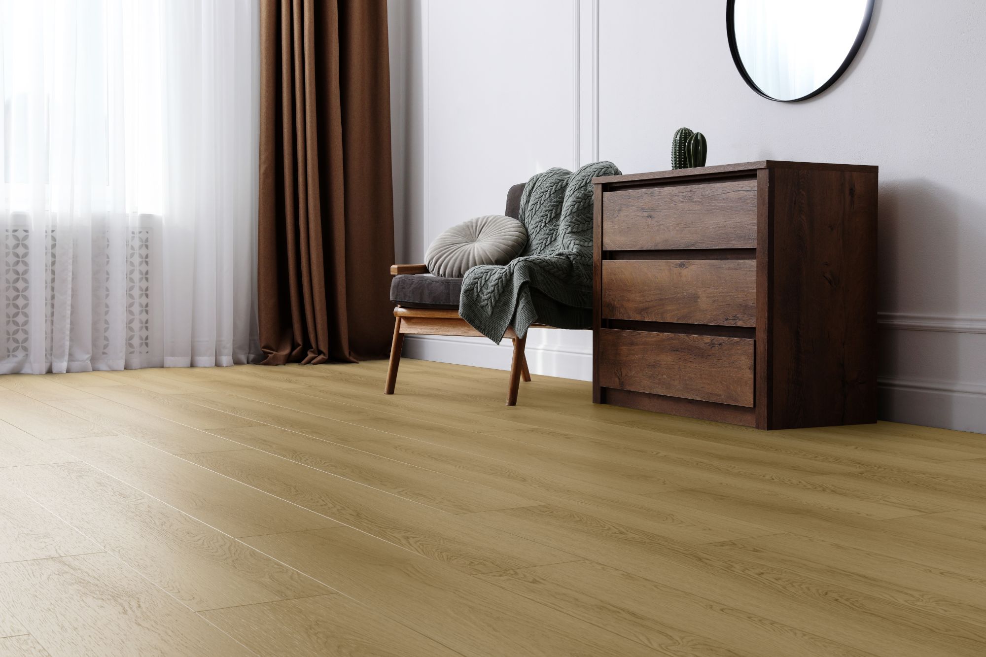 Кварцвиниловая плитка Aqua Floor Space Select XL AF4090SXL 1520x220 Дуб селект Темный замковый кварц винил напольный