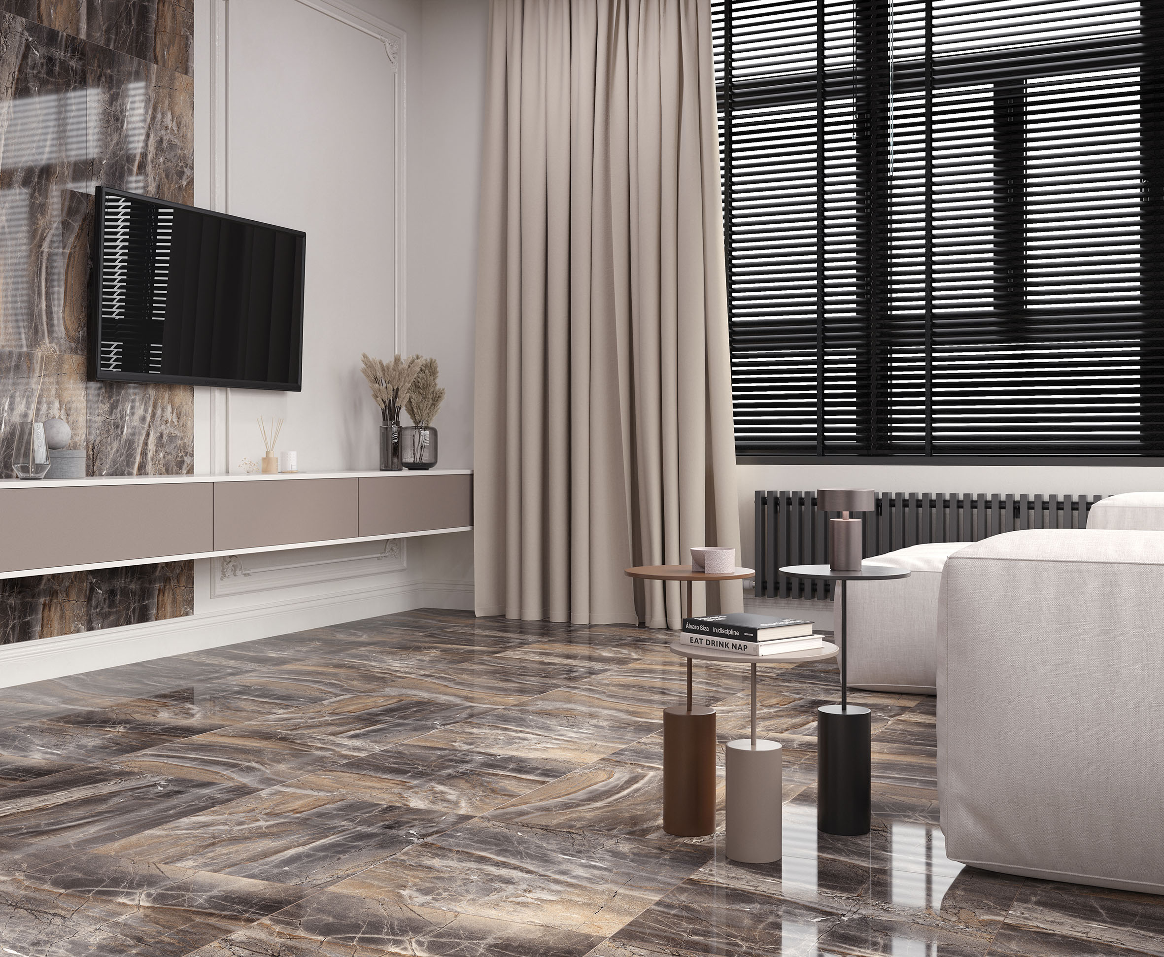 Плитка керамогранитная Laparet Electra Brown 60x120 см полированная