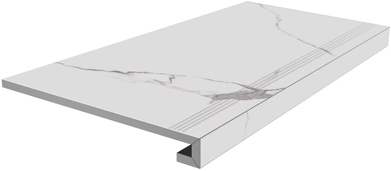 Ступень Керама Марацци Venezia клееная Монте Тиберио белый лаппатированный 33х80