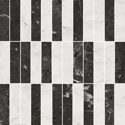 Декор Kerama Marazzi KMD2MSA003BR Тубкаль мозаичный микс черный белый глянцевый обрезной 30x30