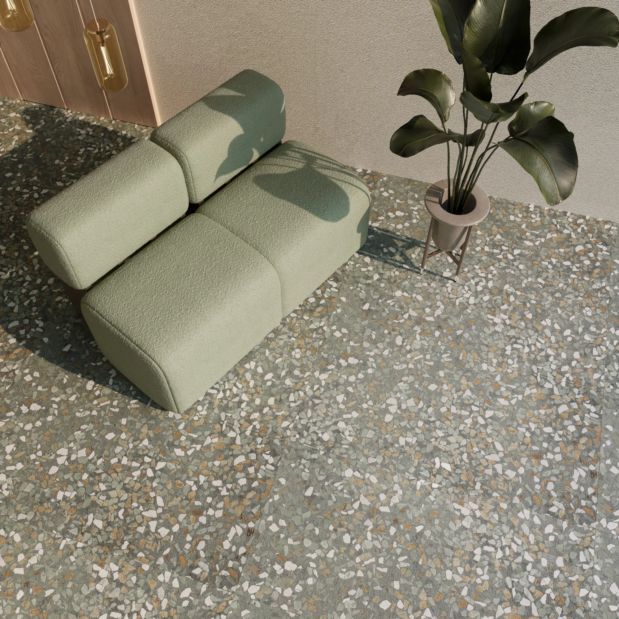 Керамогранит Креанза SH1009-G Veneziano Terra Verde Shape+Glue Art 60x120 зеленый