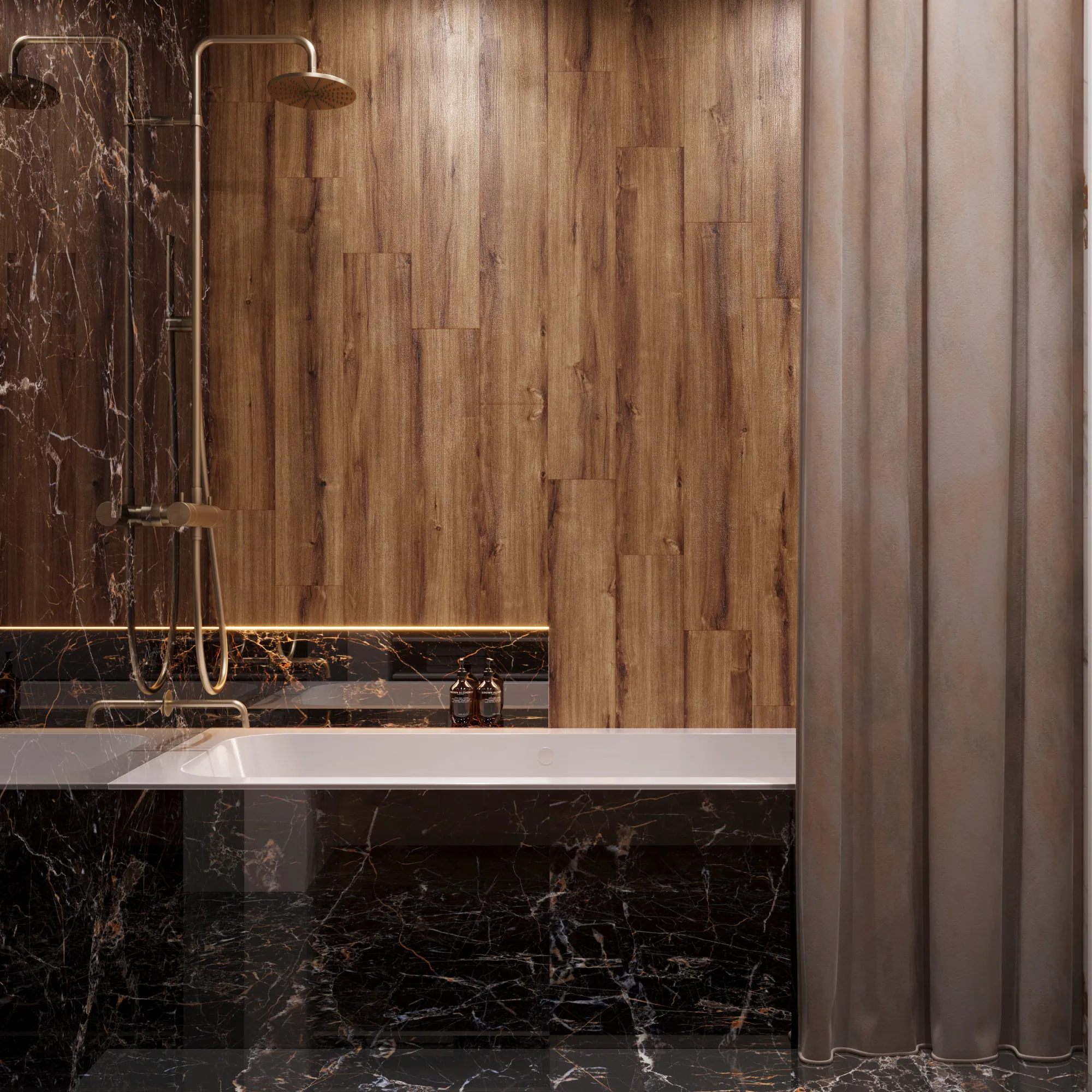 Керамогранит Креанза CW-RT02-B Akasa Wood Mahogany Rustic Wood 20x120 коричневый