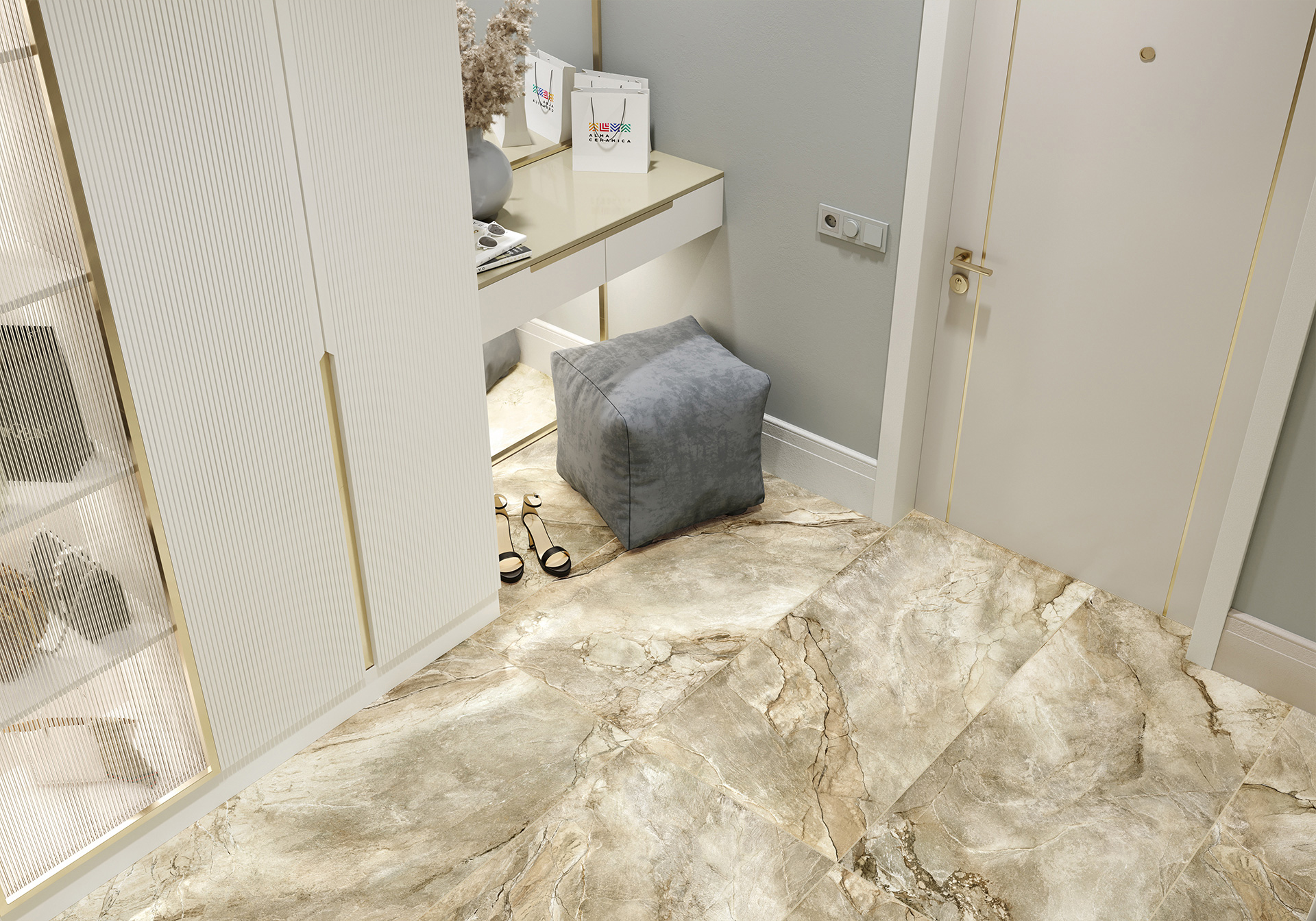 Керамогранит Alma Ceramica Вулкано GFA114VLC70L серый 57x114