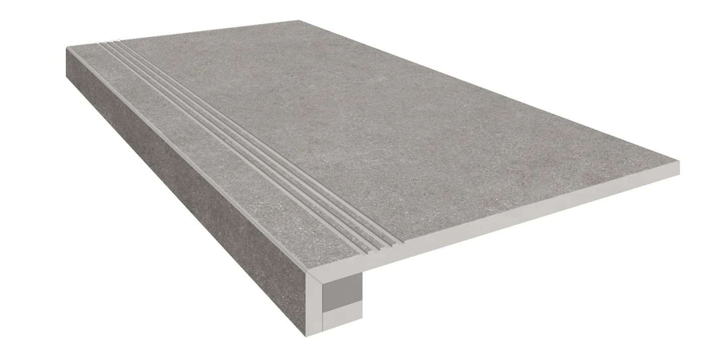 Комплект Estima LN02 Luna Grey (Ступень 33x120 непол. прямоугол. бортик с насечками + Подступенок 14,5x120)