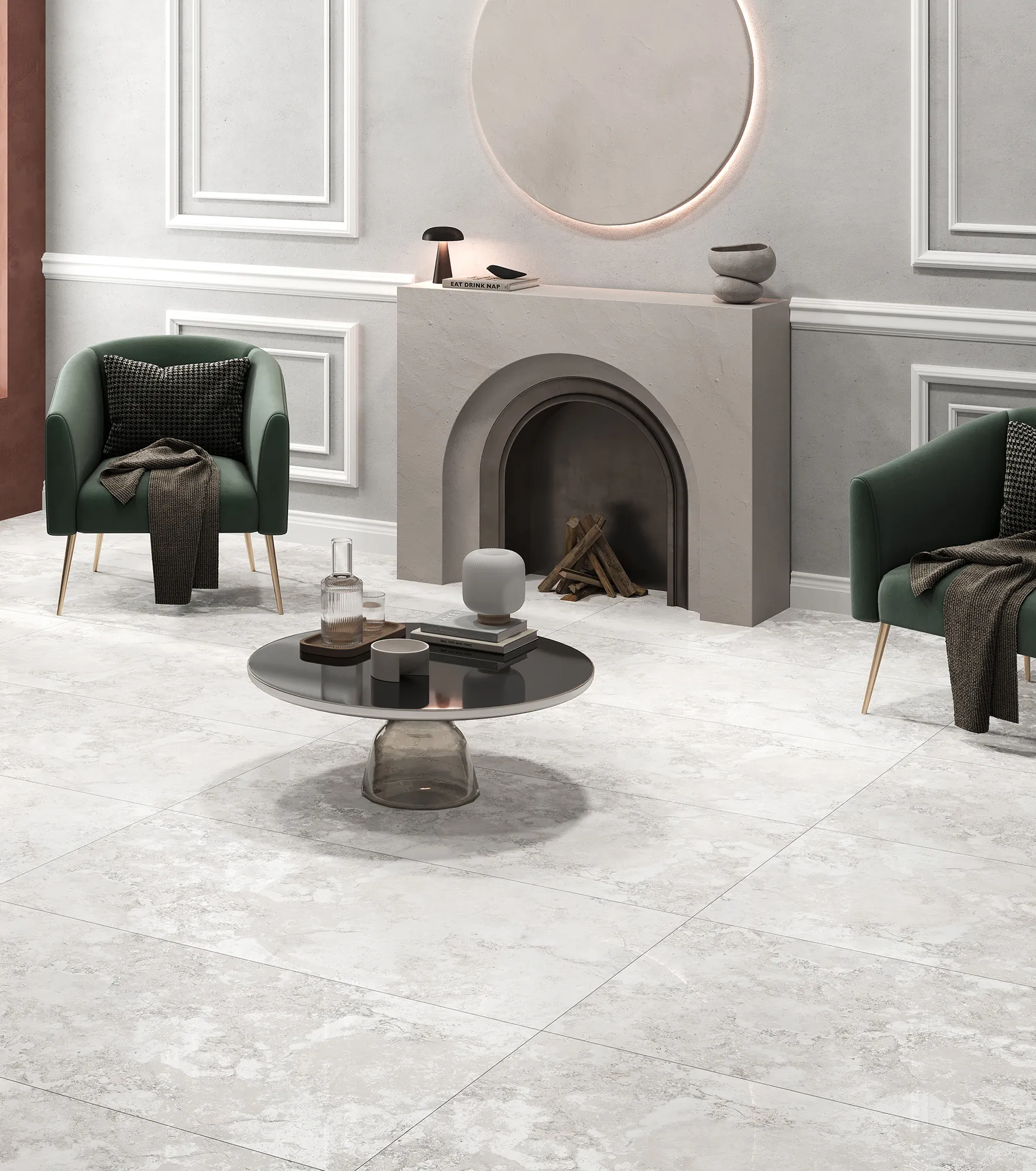 Керамогранит Аркадия Керамика CG4002-A Seastone Bianco Carving Glossy Ink 60x120 белый