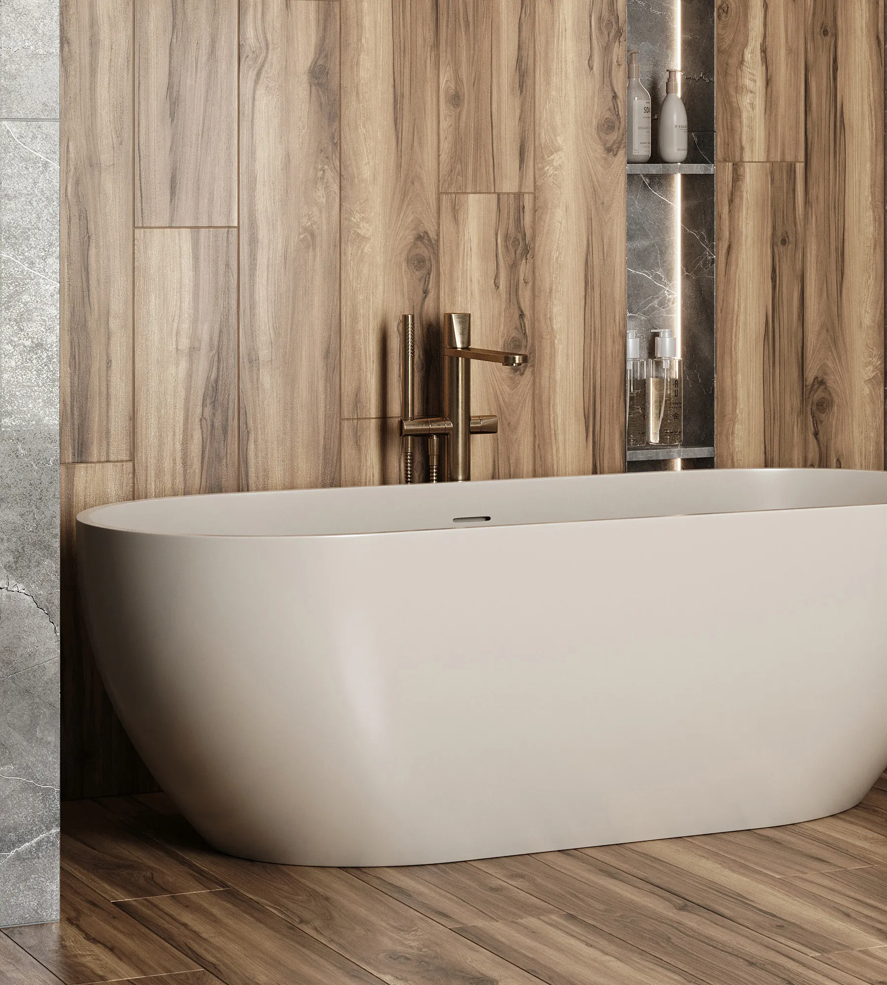 Керамогранит Креанза CW-RT09-B Fossil Wood Brich Rustic Wood 20x120 бежевый