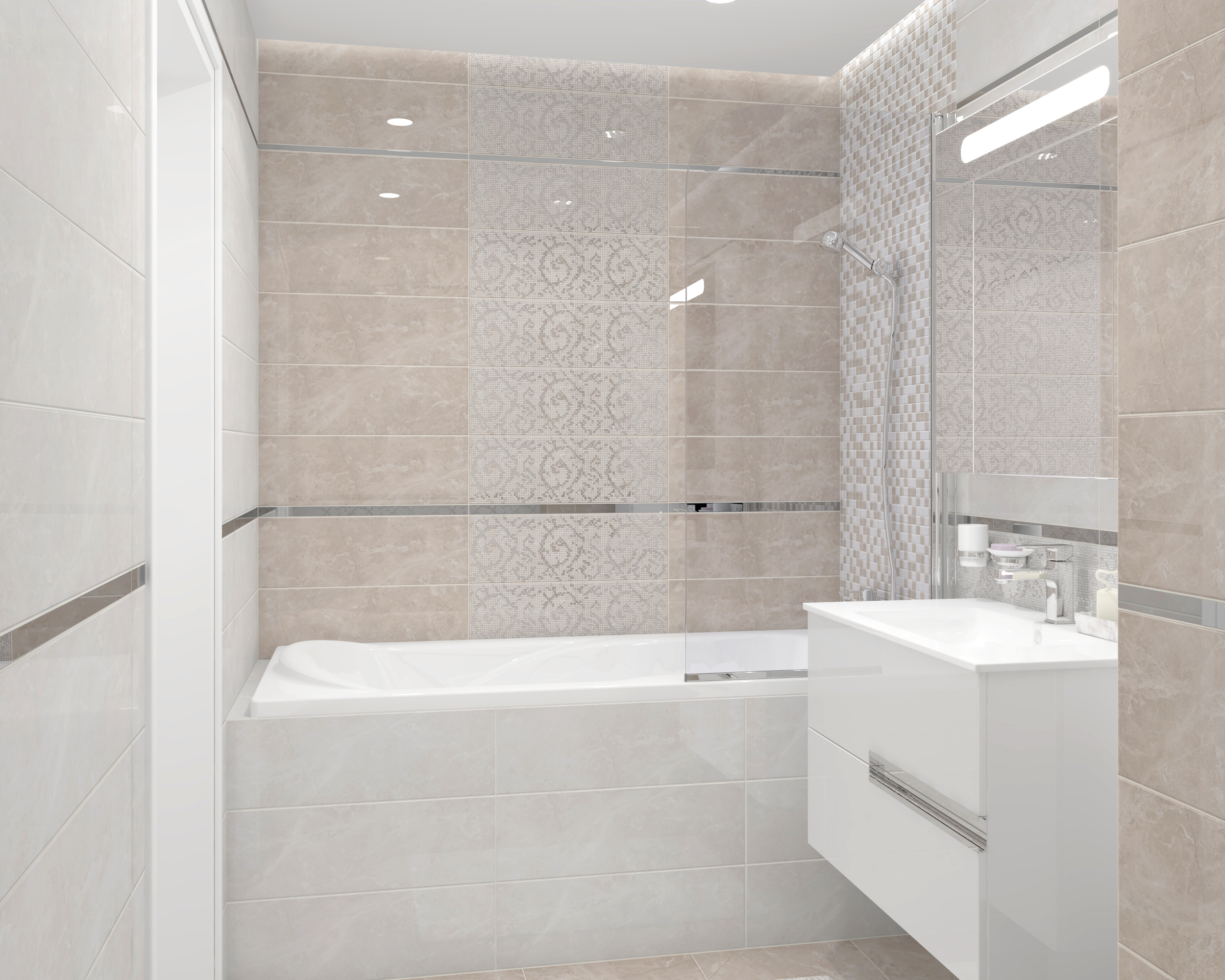 Декор (AD\B485\60012) Laparet Elektra Roma бежевый 20x60 глянцевый