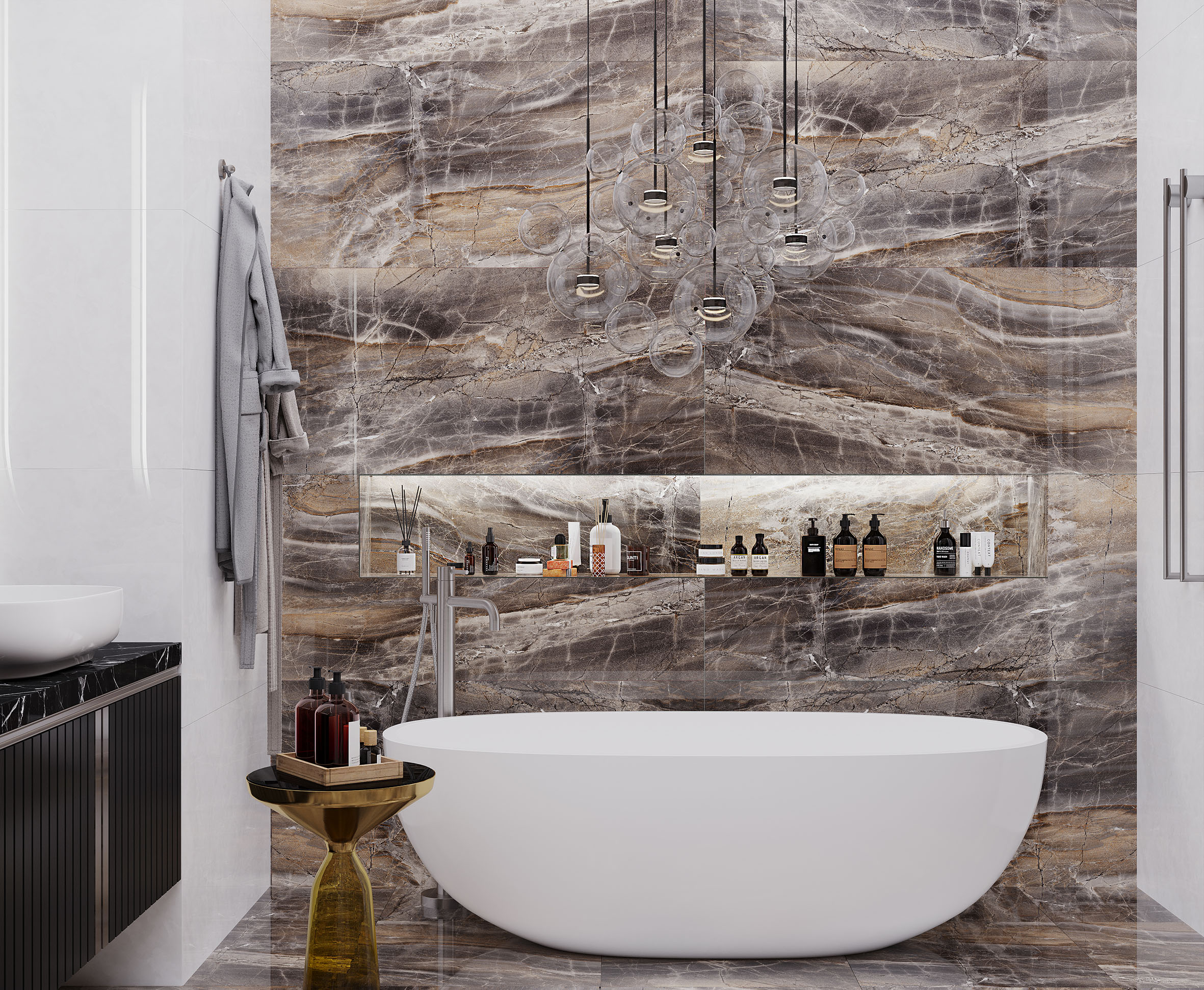 Плитка керамогранитная Laparet Electra Brown 60x120 см полированная