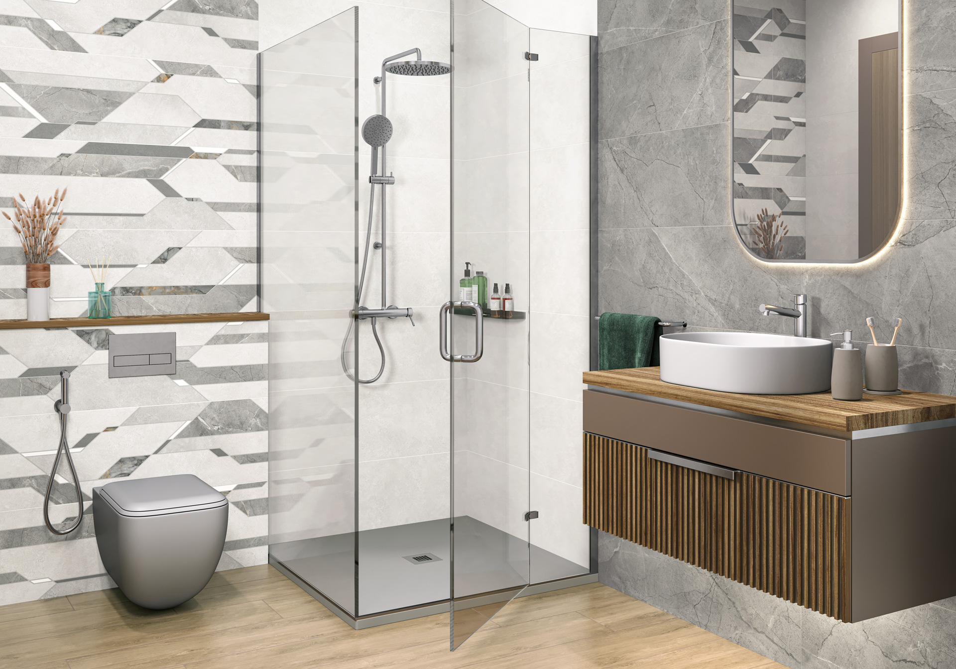 Керамическая плитка Alma Ceramica Антурин TWU3090ATU77R серый 30x90