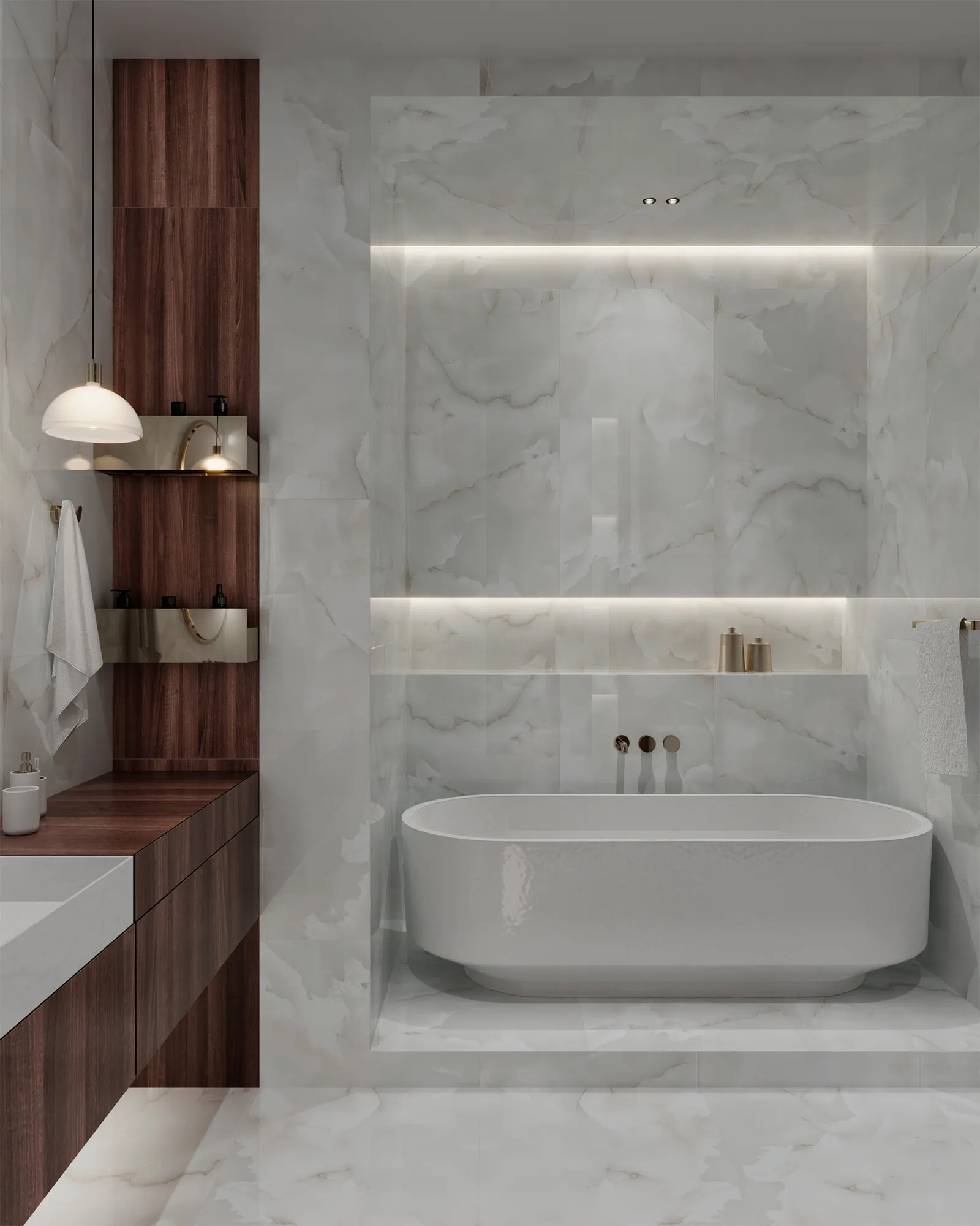 Керамогранит Аркадия Керамика FP1027-A Onyx White Cloud Full Polished 60x120 белый