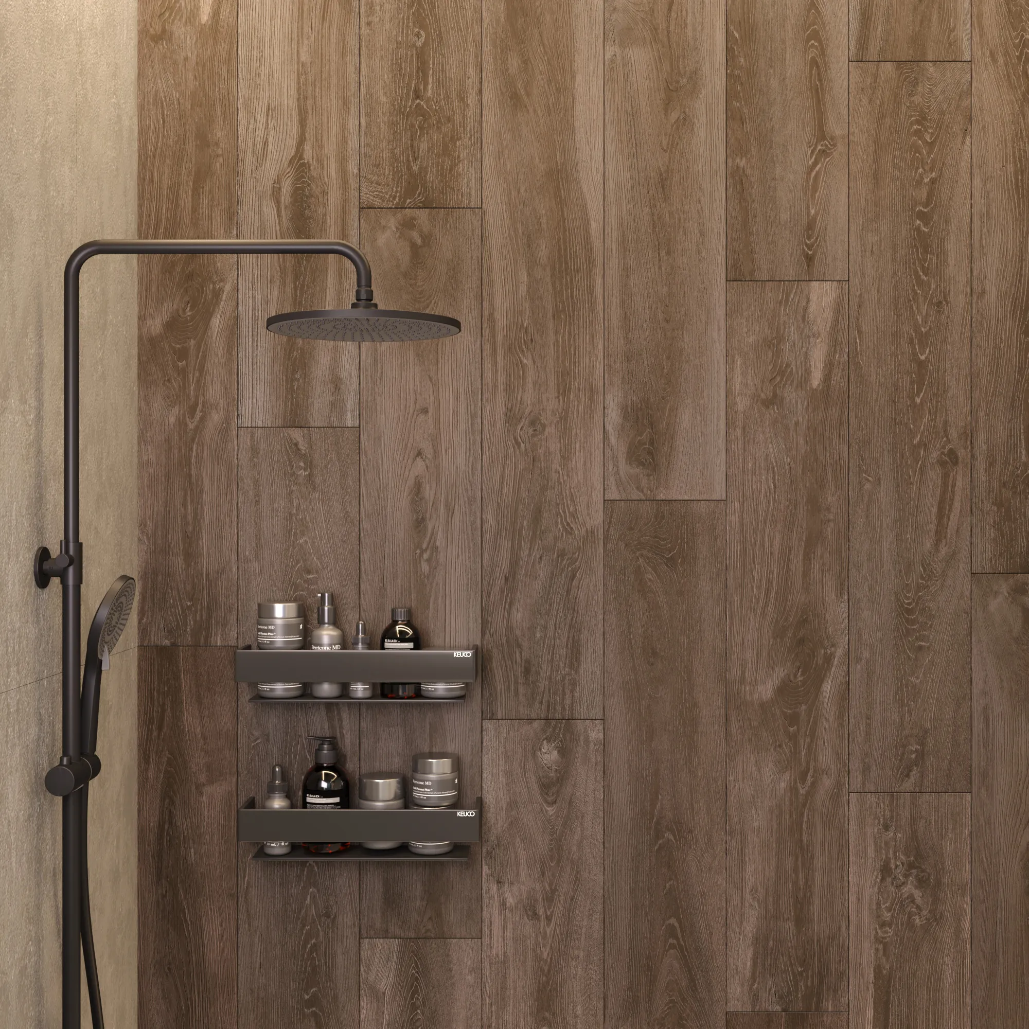 Керамогранит Креанза CW-RT13-B Husk Wood Cherry Rustic Wood 20x120 бежевый