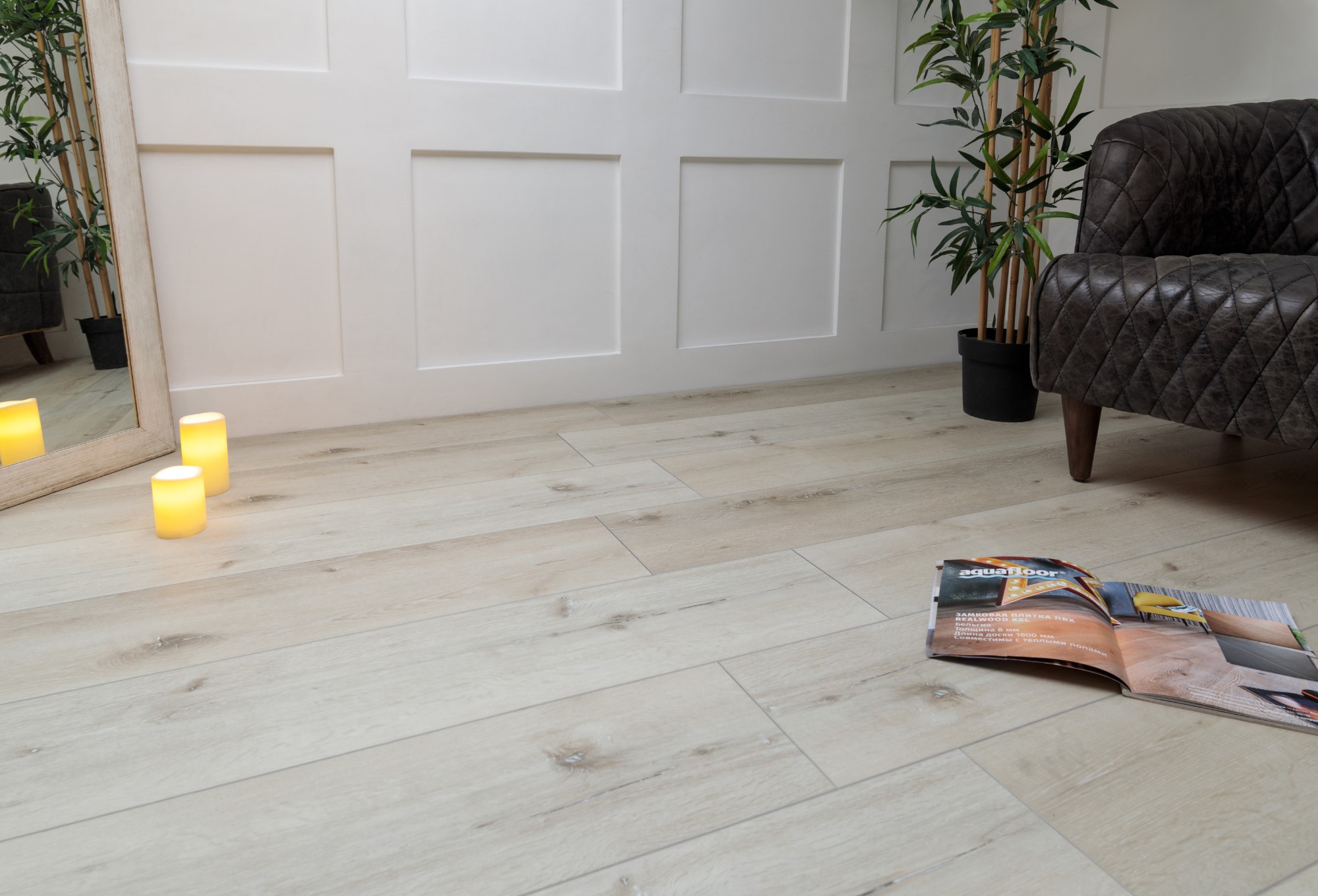 Кварцвиниловая плитка Aqua Floor Realwood XL Glue AF8002XL Glue 1524x228 Дуб Светлый замковый кварц винил напольный