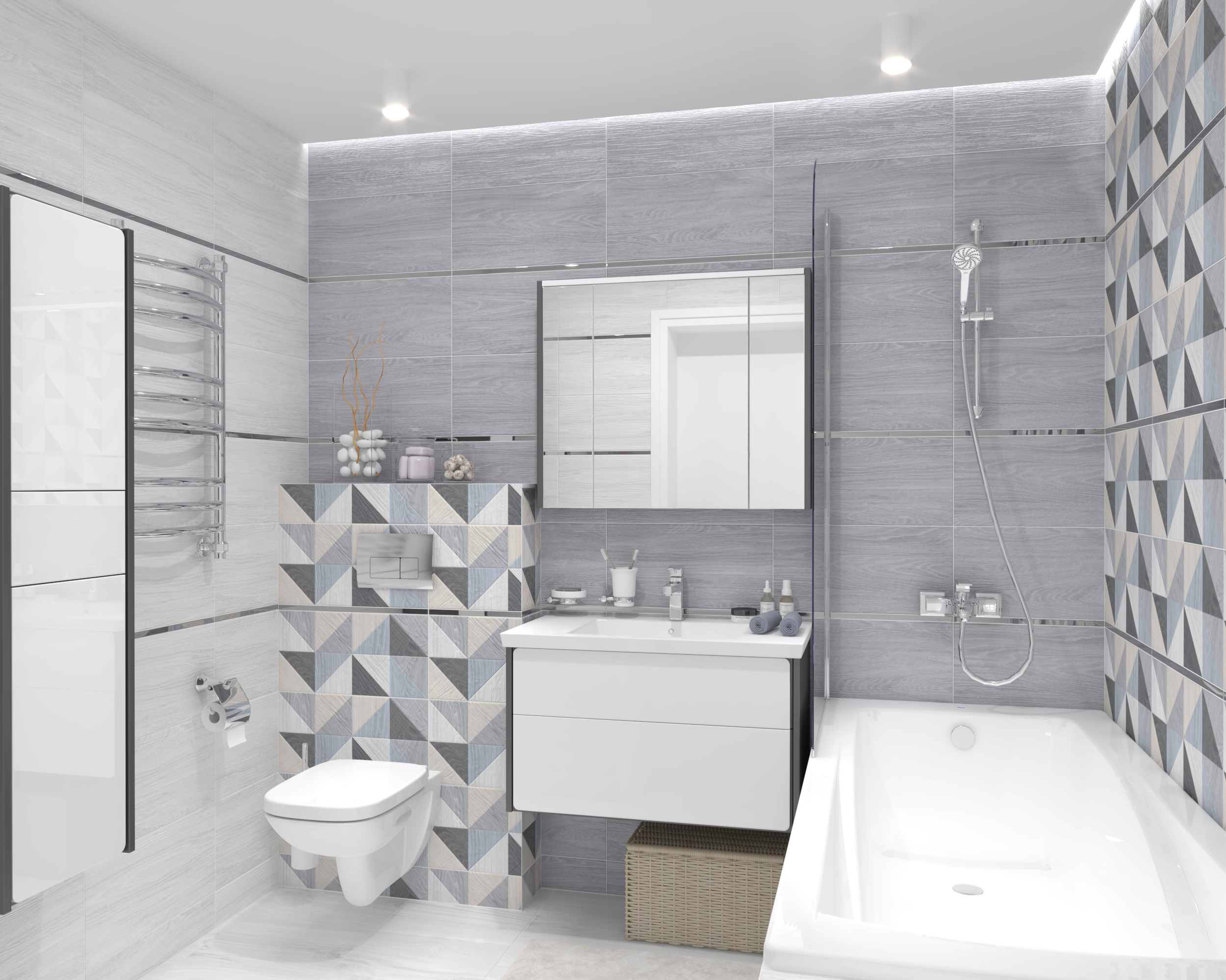 Декор (34008) Laparet Village голубой микс 25x50 матовый