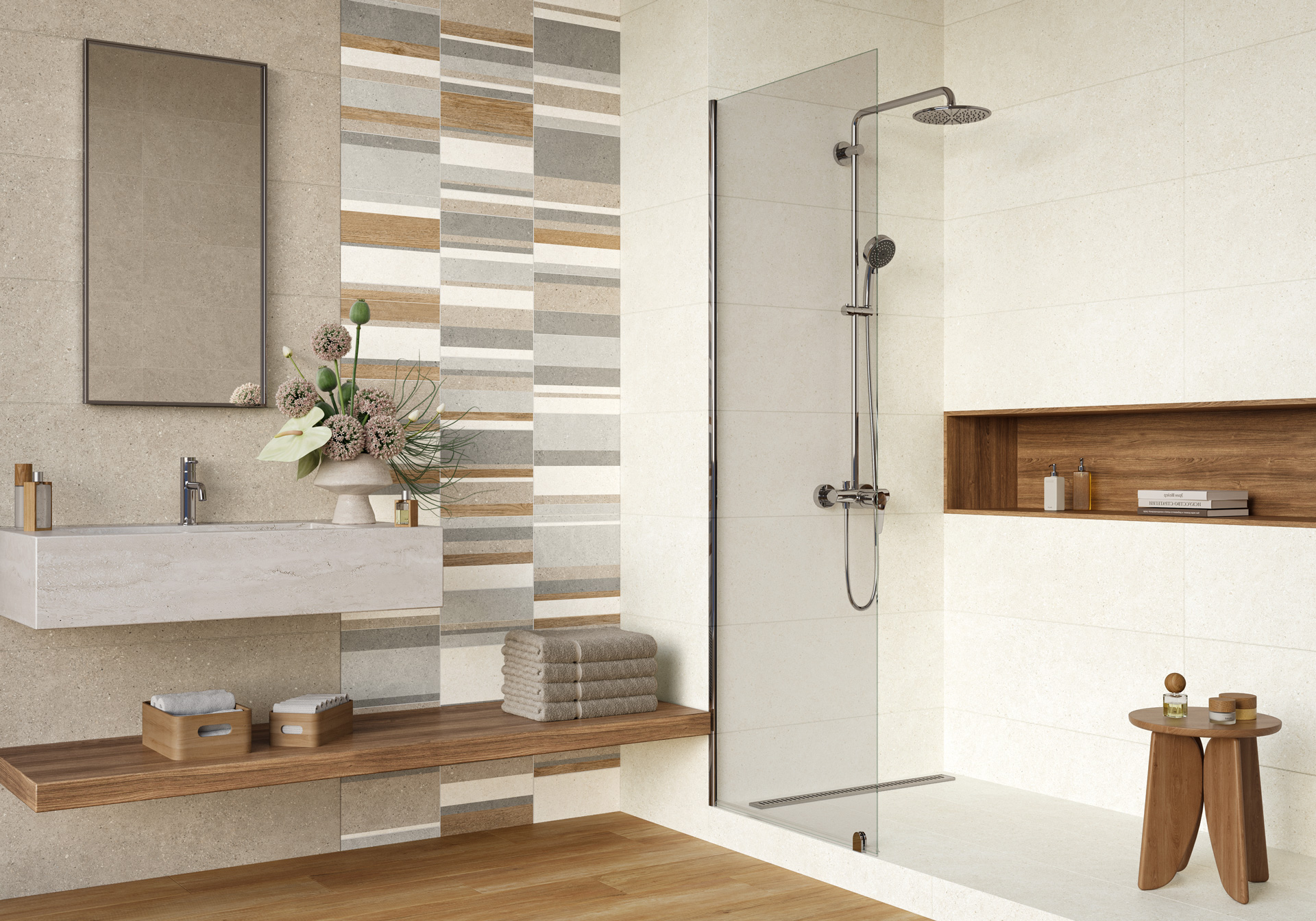 Керамическая плитка Alma Ceramica Ангола TWU3090AGL40R серый 30x90