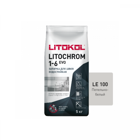 Цветная цементная затирка Литокол LITOCHROM 1-6 EVO 5кг LE.100 пепельно-белый