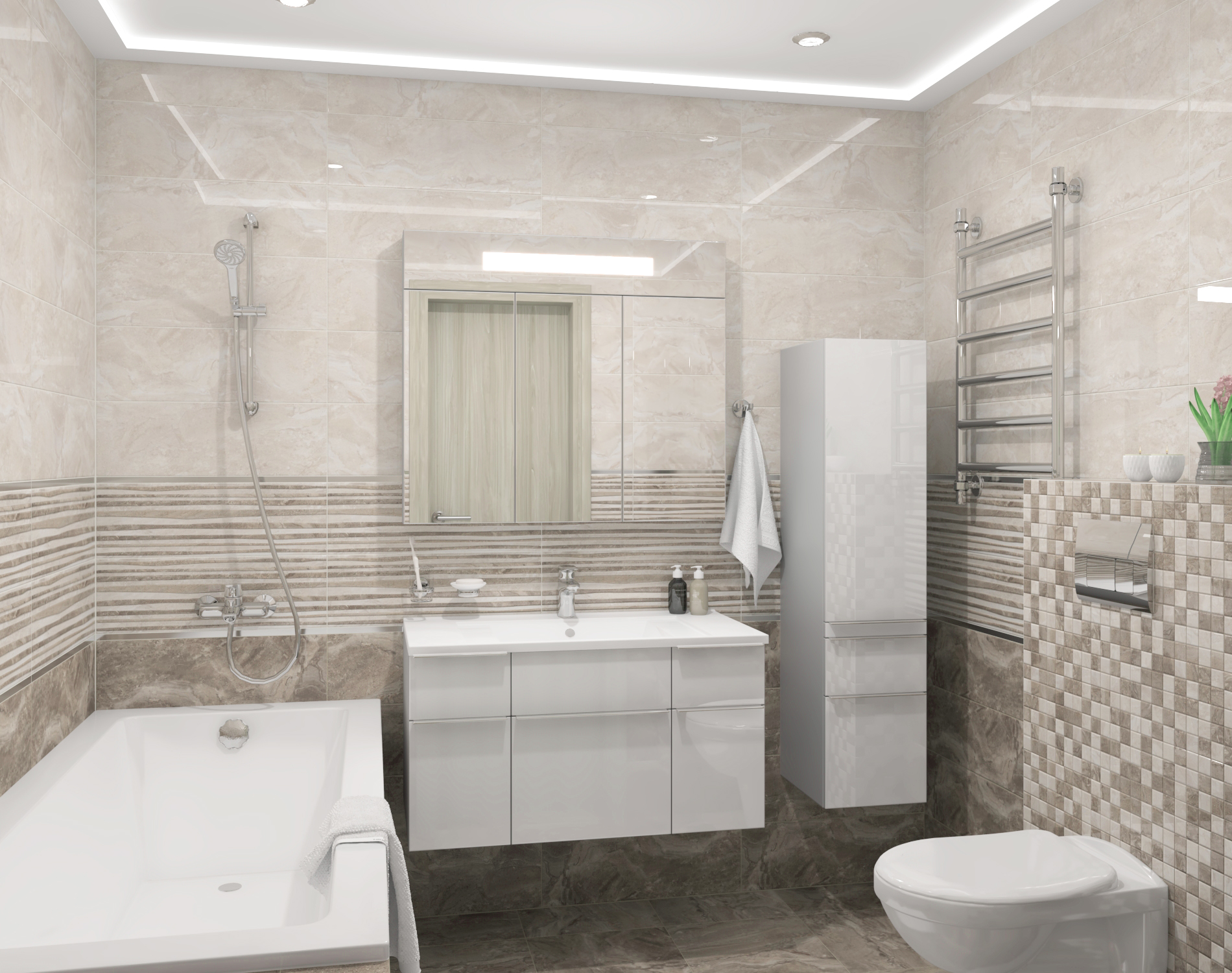 Мозаика Laparet Polaris серый 30x30 глянцевый