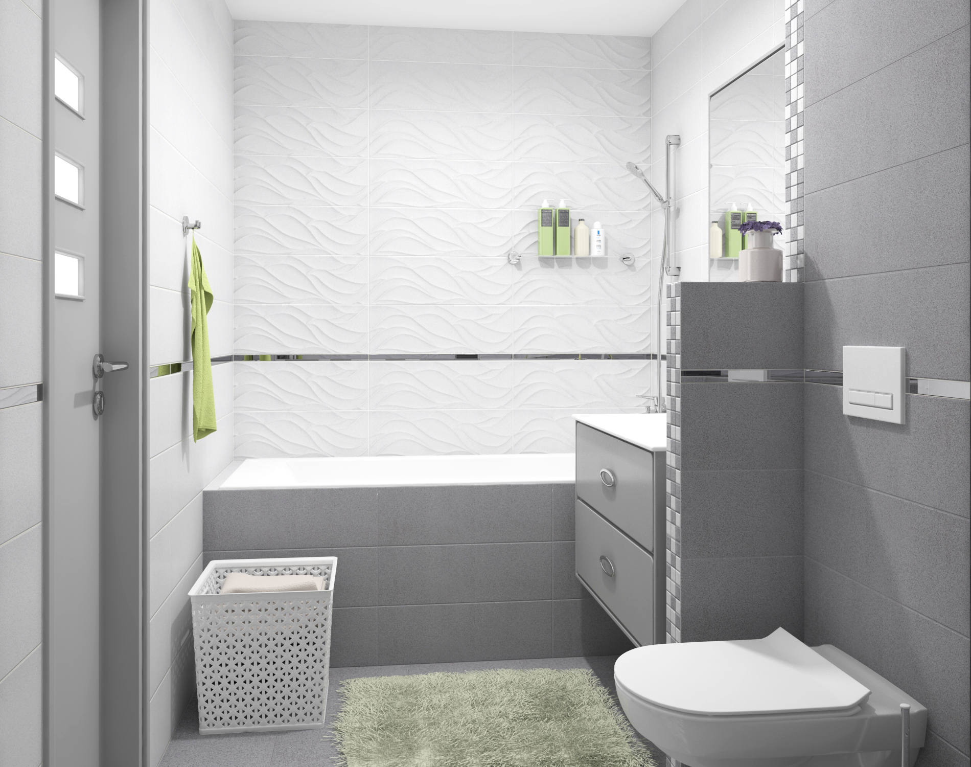 Декор (17-10-06-489) Laparet Vega серый рельеф 20x60 матовый