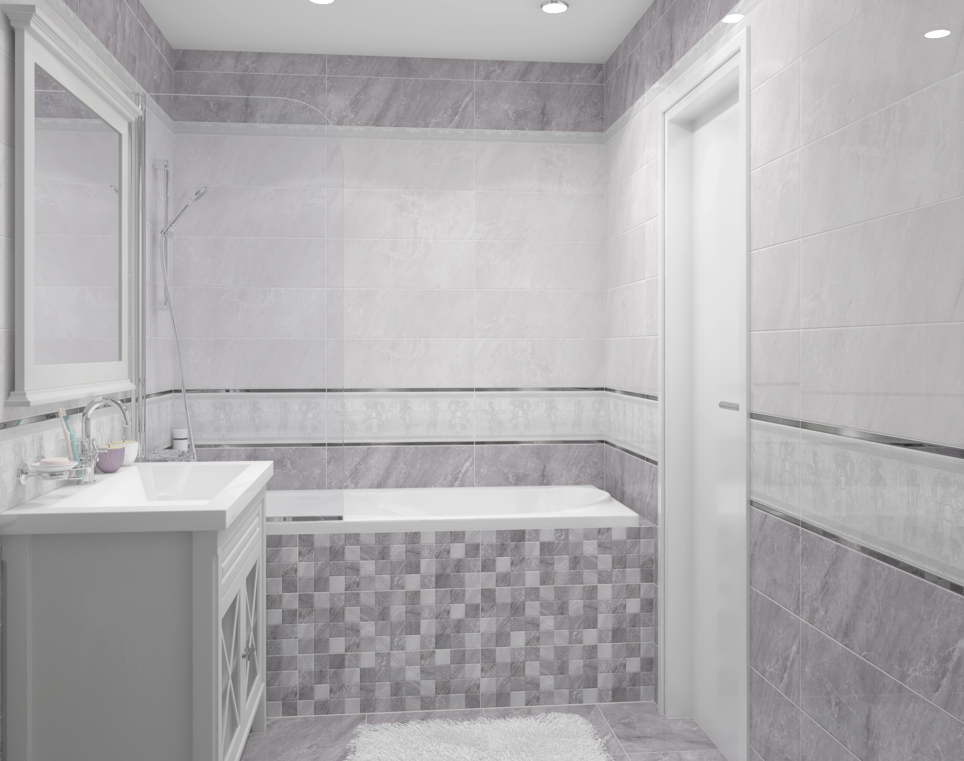 Декор (17-03-06-660) Laparet Мармара Олимп серый 20x60 глянцевый