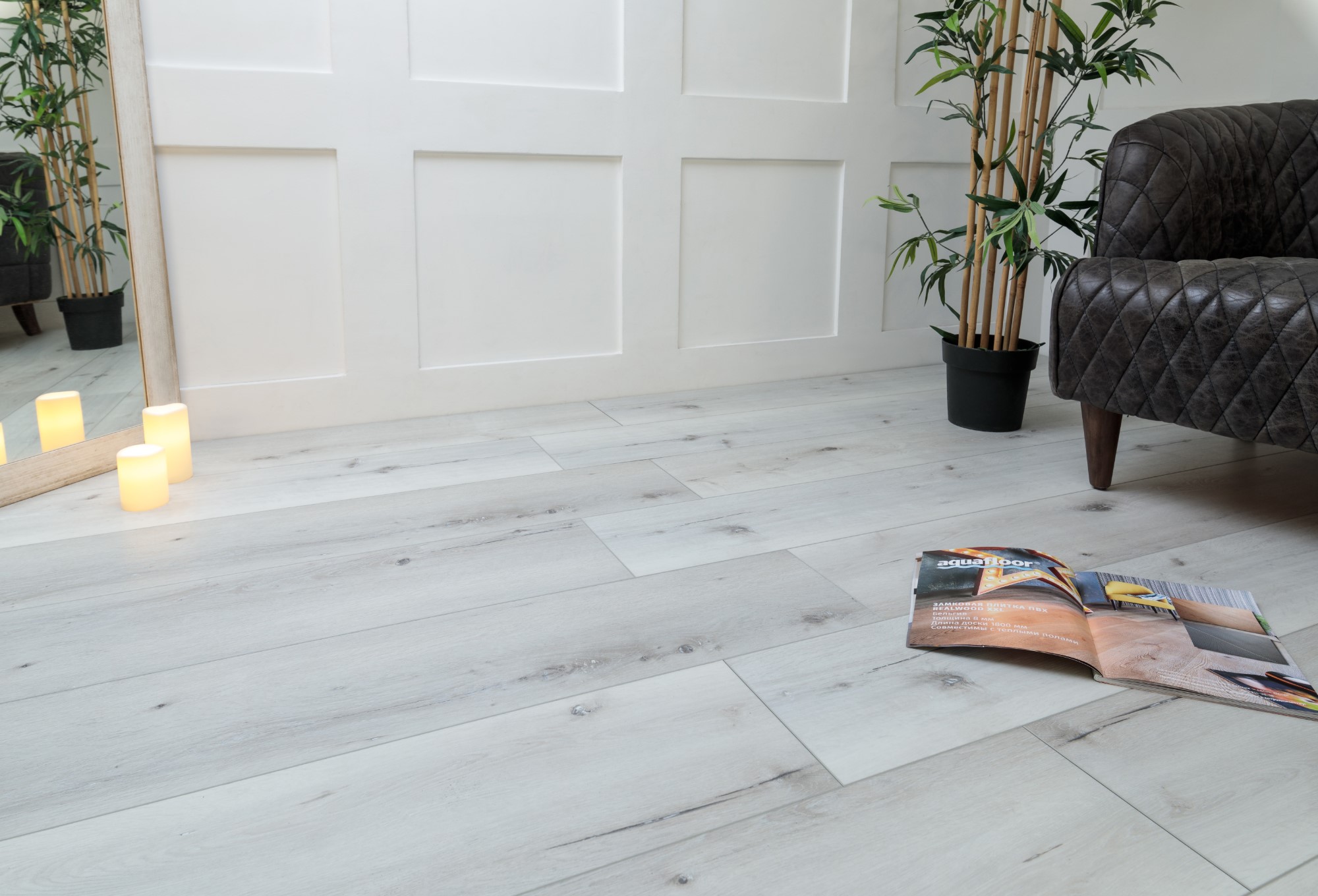 Кварцвиниловая плитка Aqua Floor Realwood XL Glue AF8002XL Glue 1524x228 Дуб Светлый замковый кварц винил напольный