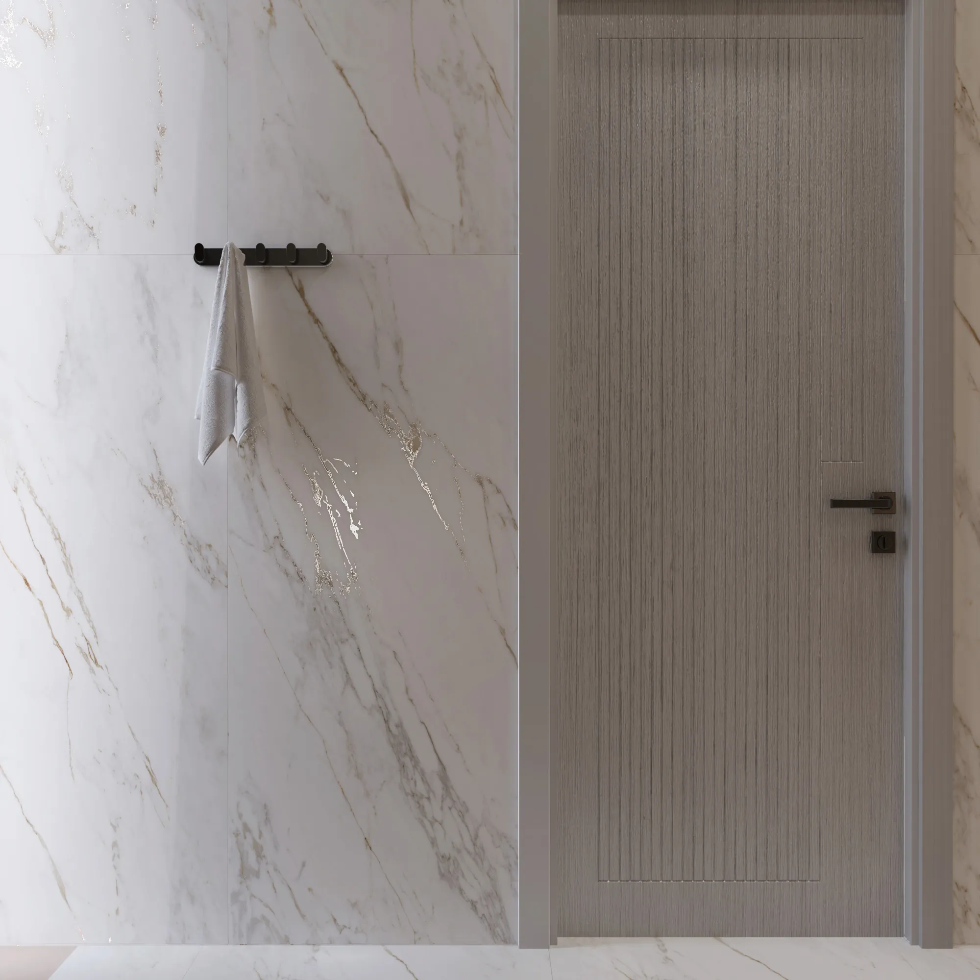 Керамогранит Креанза CZ-GL03-B Enfold Statuario Matt Glossy Ink 80x160 белый