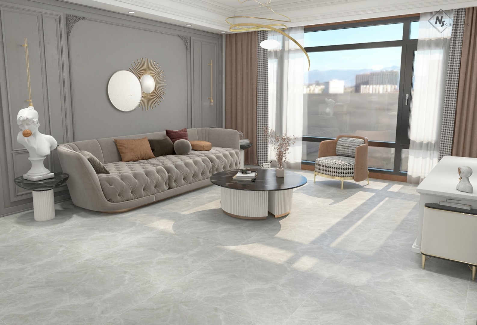 Керамогранит NSceramic NSC6061 серый матовый 60x60