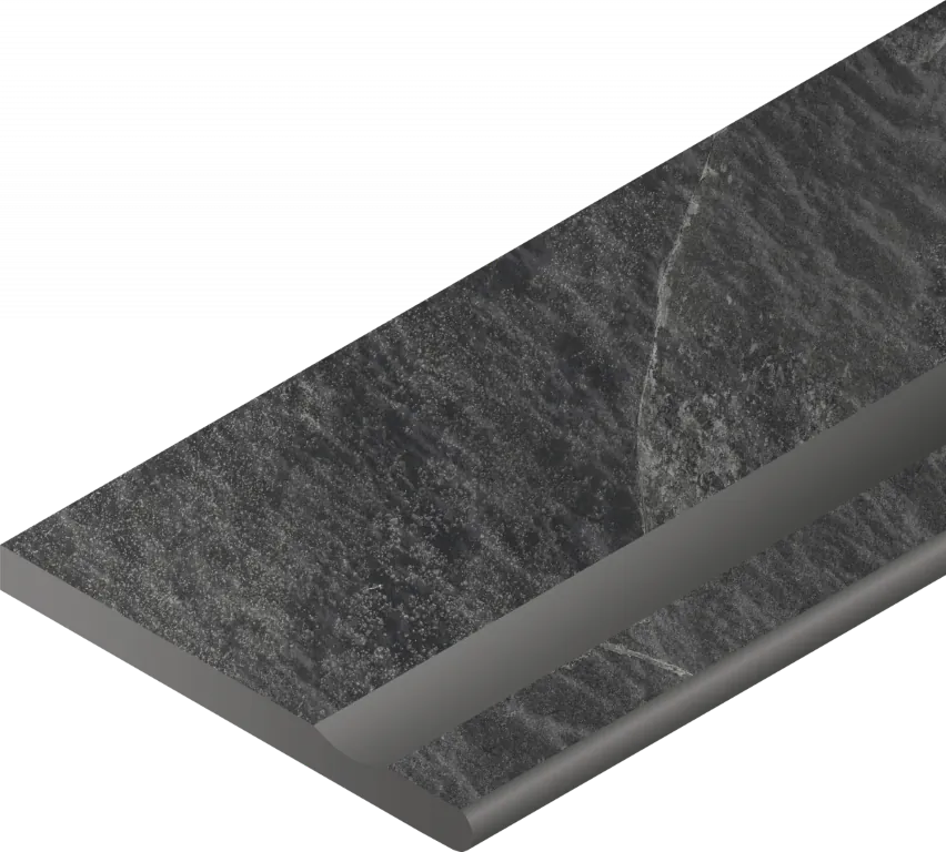 Бортик Italon Материя X2 Титанио с выемкой закругленный правый 620090001200 черный 30x120