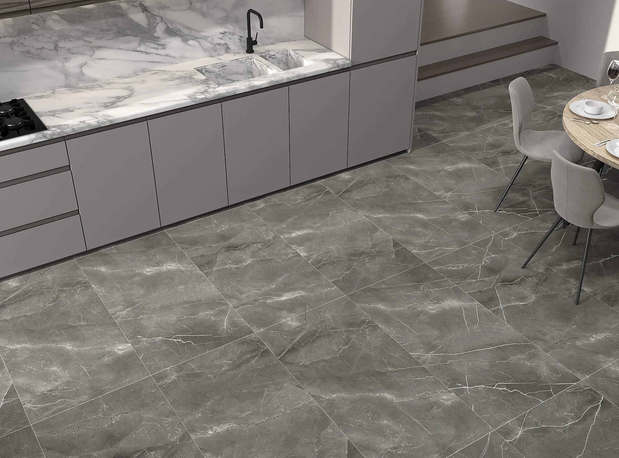 Керамогранит Аркадия Керамика CR6011-A Pulpis Nero Carving 60x60 серый