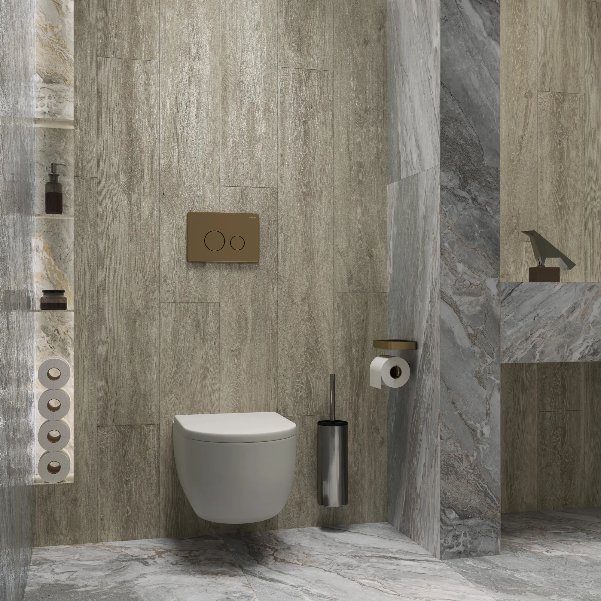 Керамогранит Креанза CW-RT13-B Husk Wood Cherry Rustic Wood 20x120 бежевый