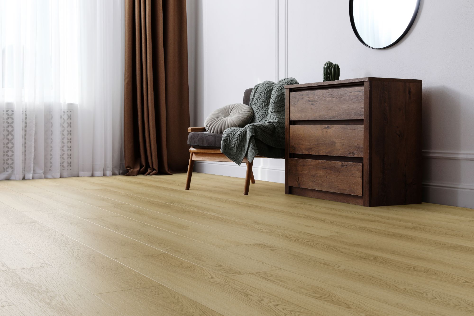 Кварцвиниловая плитка Aqua Floor Space Select XL AF4090SXL 1520x220 Дуб селект Темный замковый кварц винил напольный