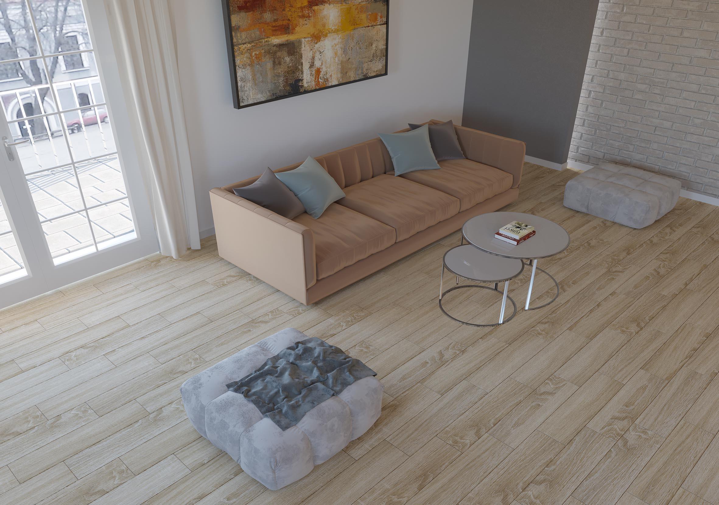 Плитка из керамогранита Laparet Elma кремовая матовая 15x60 см