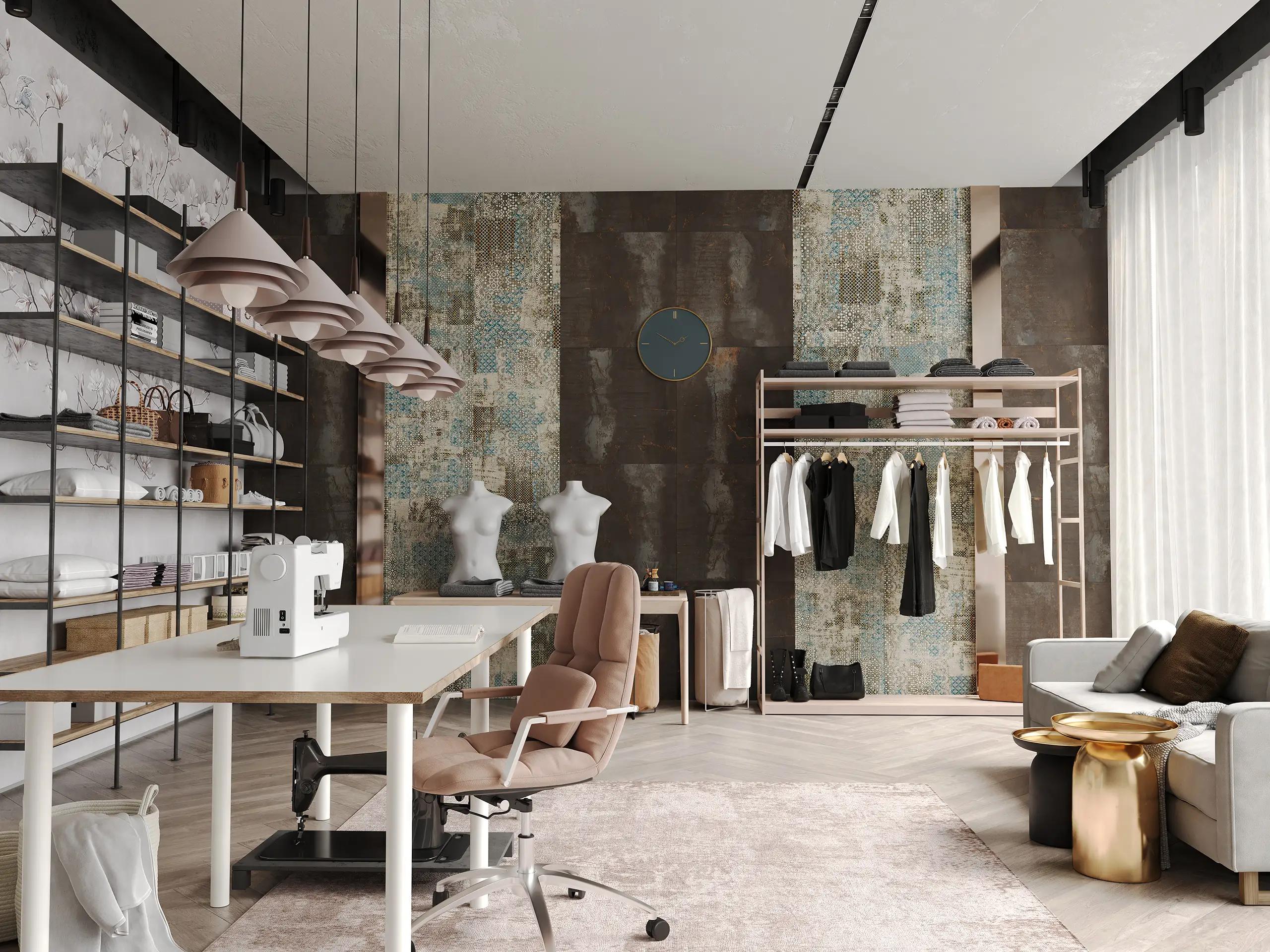 Керамогранит Estima EXD401 Exotica Design Vintage Inserto EXD401/NS_R9/60x120x9R/GW голубой 60x120