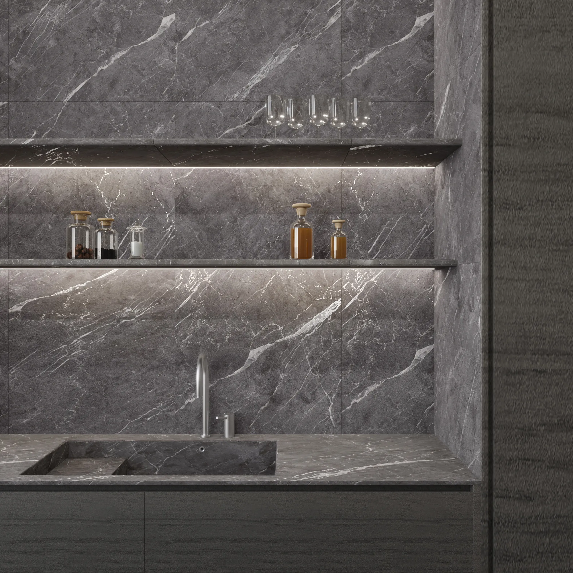 Керамогранит Аркадия Керамика CL4003-A Esperia Grigio Carving Lappato 60x120 серый