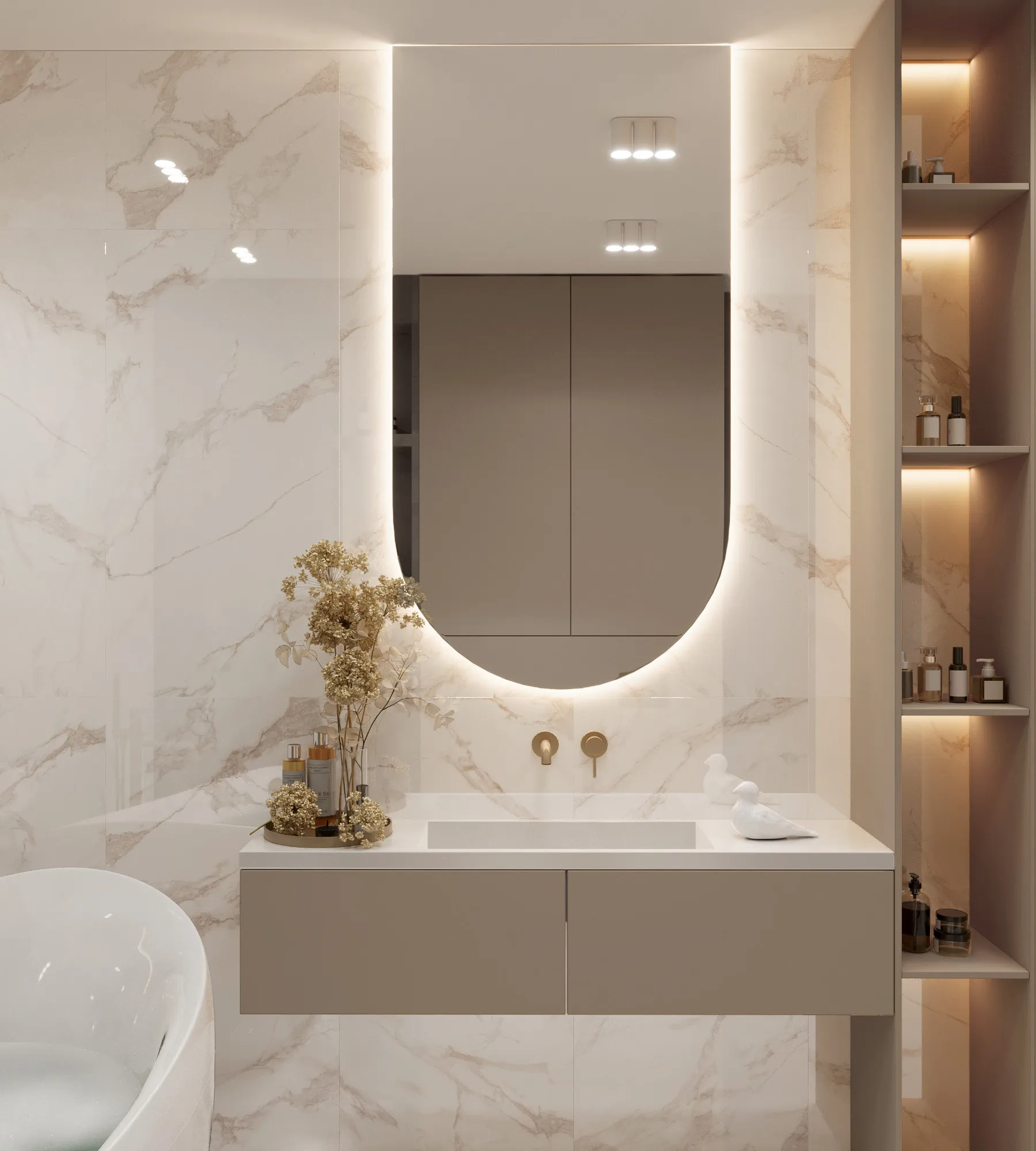 Керамогранит Аркадия Керамика FP1019-A Calacatta Bianco Full Polished 60x120 белый