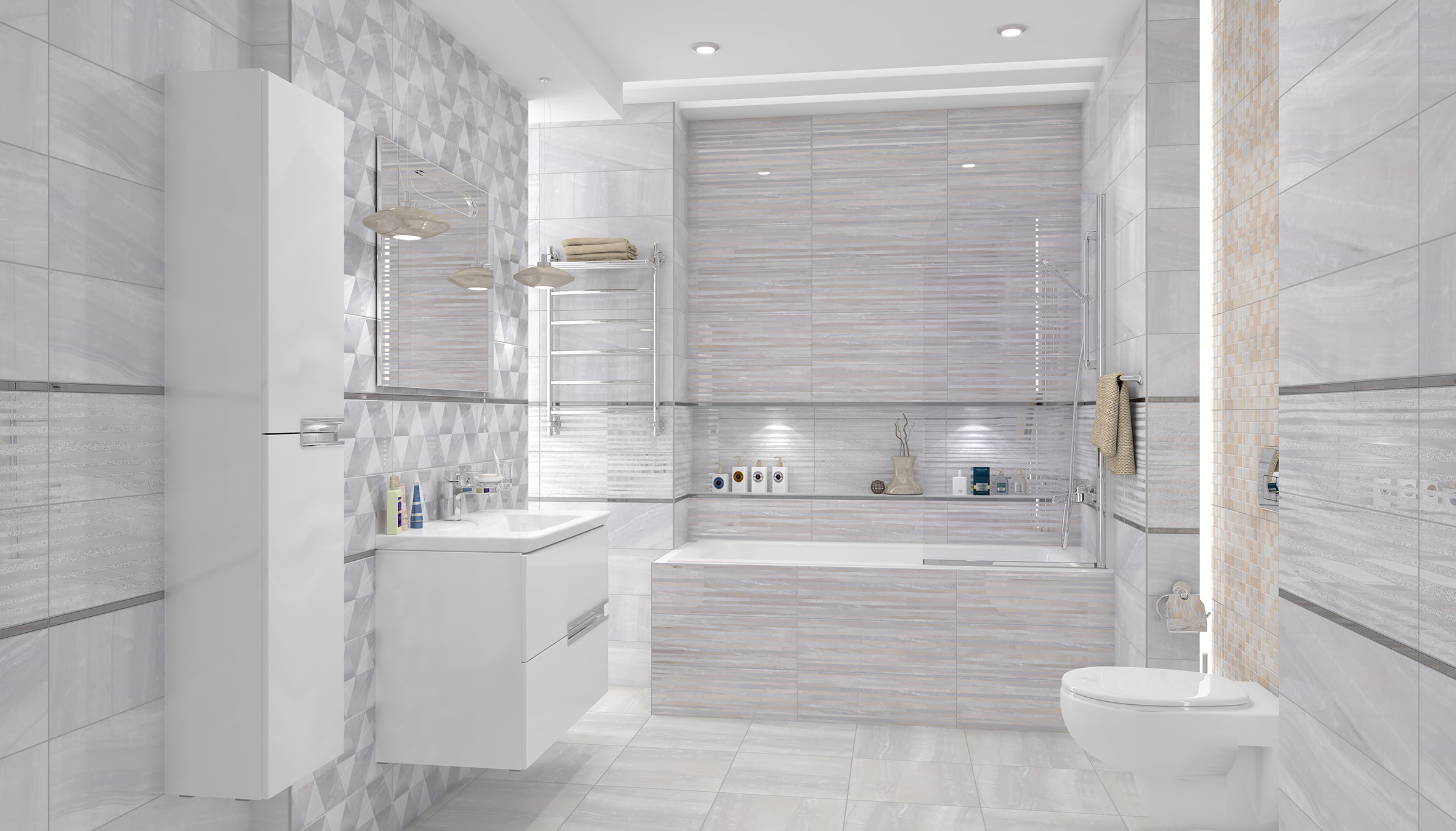 Мозаика (DDM-1) Laparet Diadema бежевый+белый 30x30 глянцевый