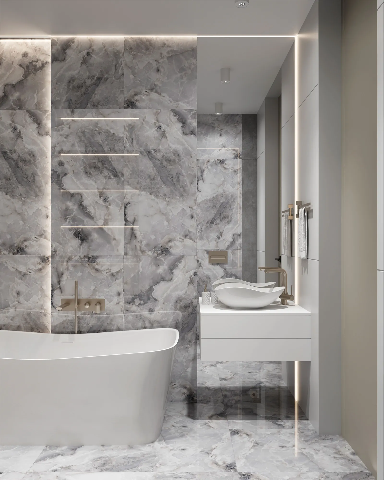 Керамогранит Аркадия Керамика FP1026-A Invisible Onyx Grey Full Polished 60x120 серый