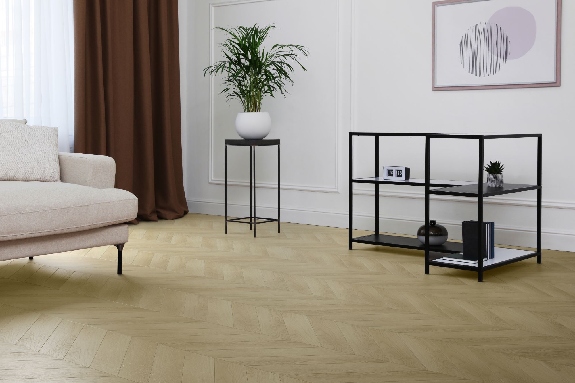 Кварцвиниловая плитка Aqua Floor Chevron Premium (Parquet) AF7020CVR 690x120 Дуб селект Темный замковый кварц винил напольный