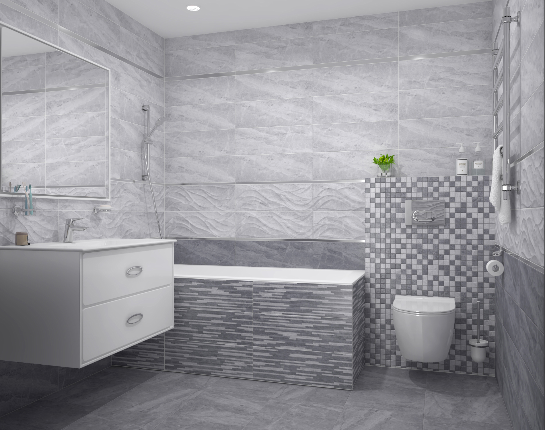 Мозаика (PGS1) Laparet Pegas серый 30x30 матовый