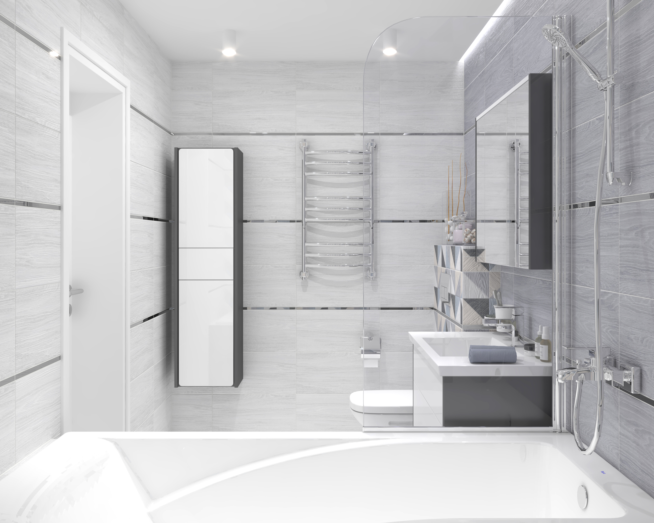 Декор (34008) Laparet Village голубой микс 25x50 матовый